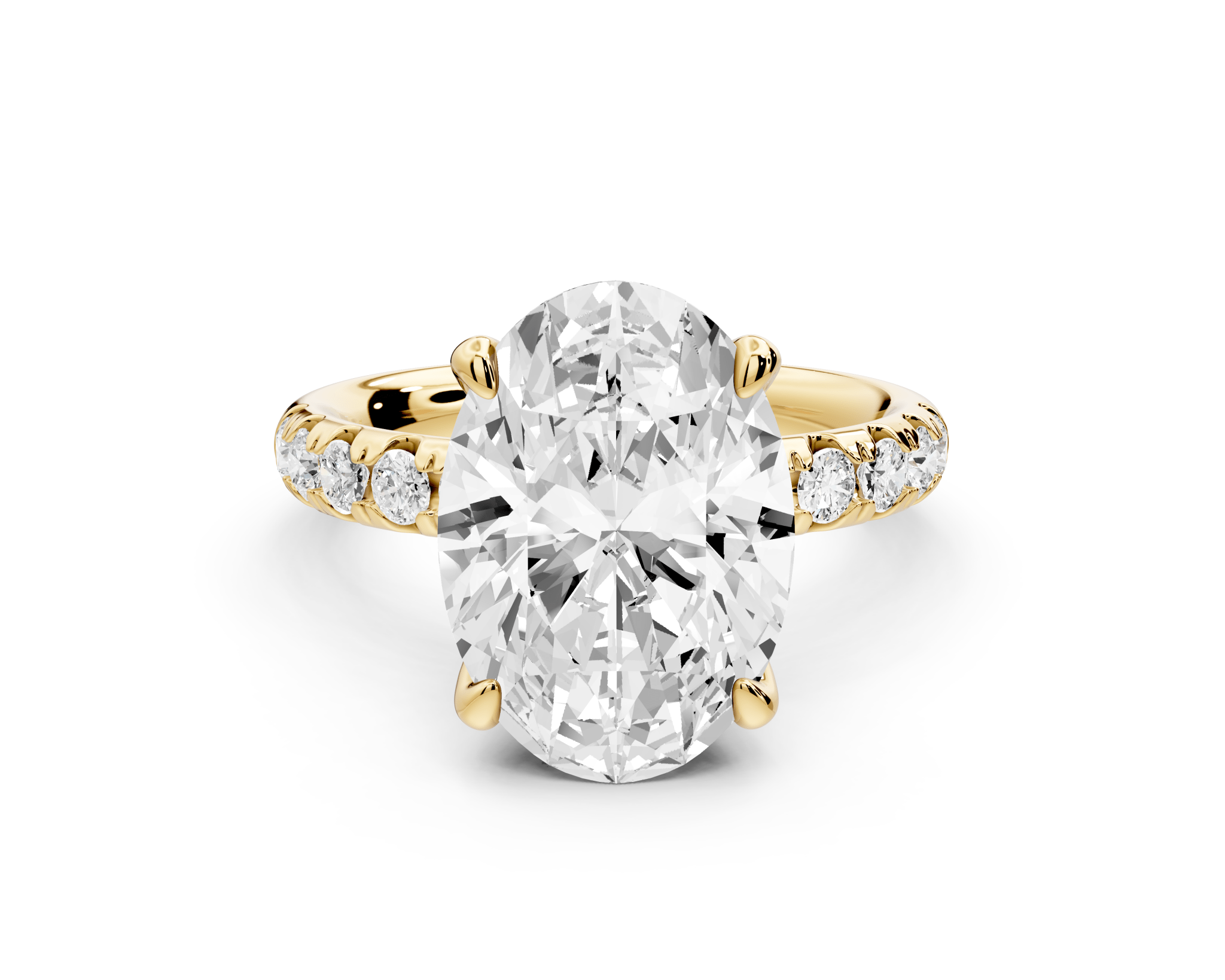 Oval Diamond Engagement Ring with Pave Band ( AJ101O) - Mr. Alex Jewelry