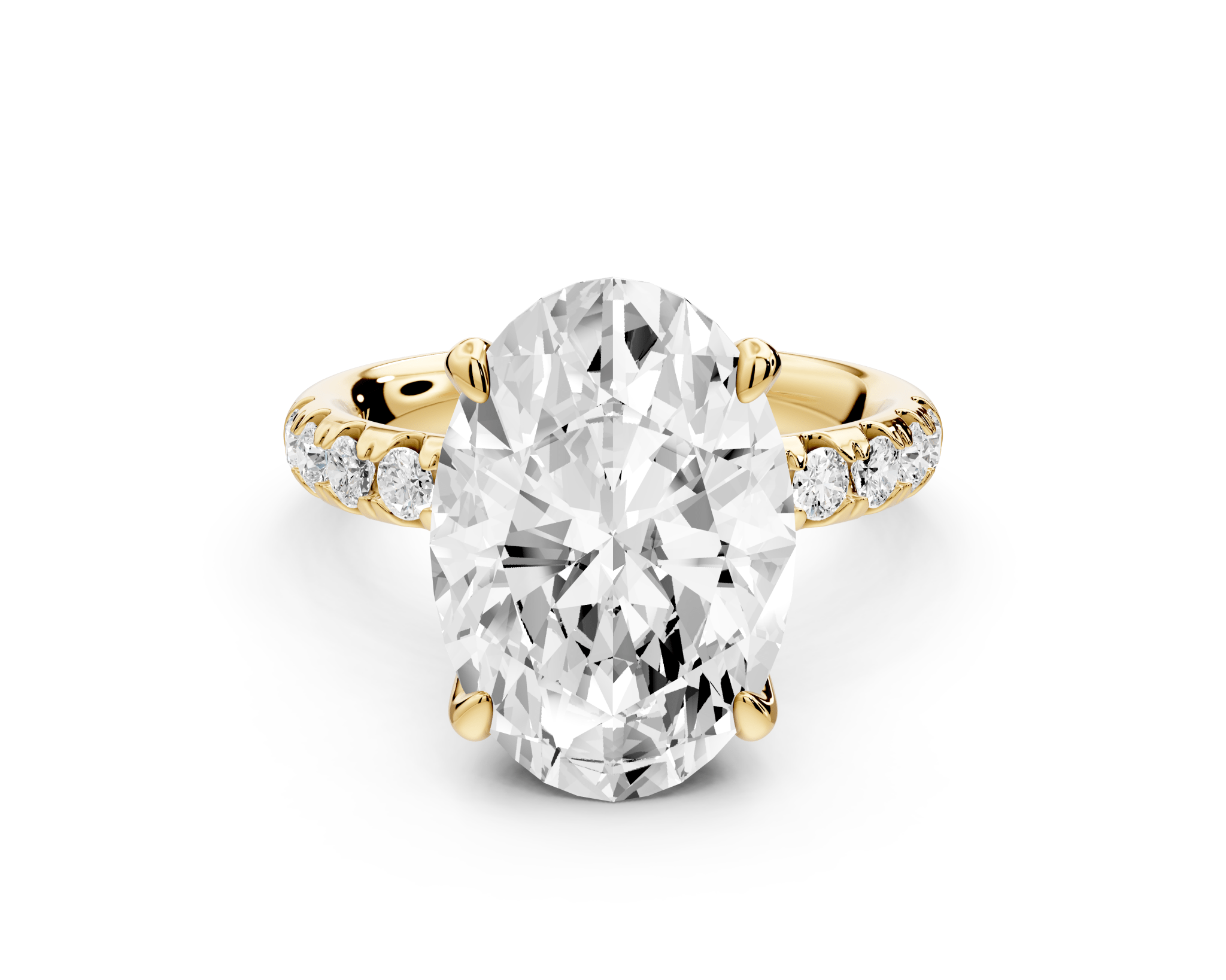 Oval Diamond Engagement Ring with Pave Band ( AJ101O) - Mr. Alex Jewelry