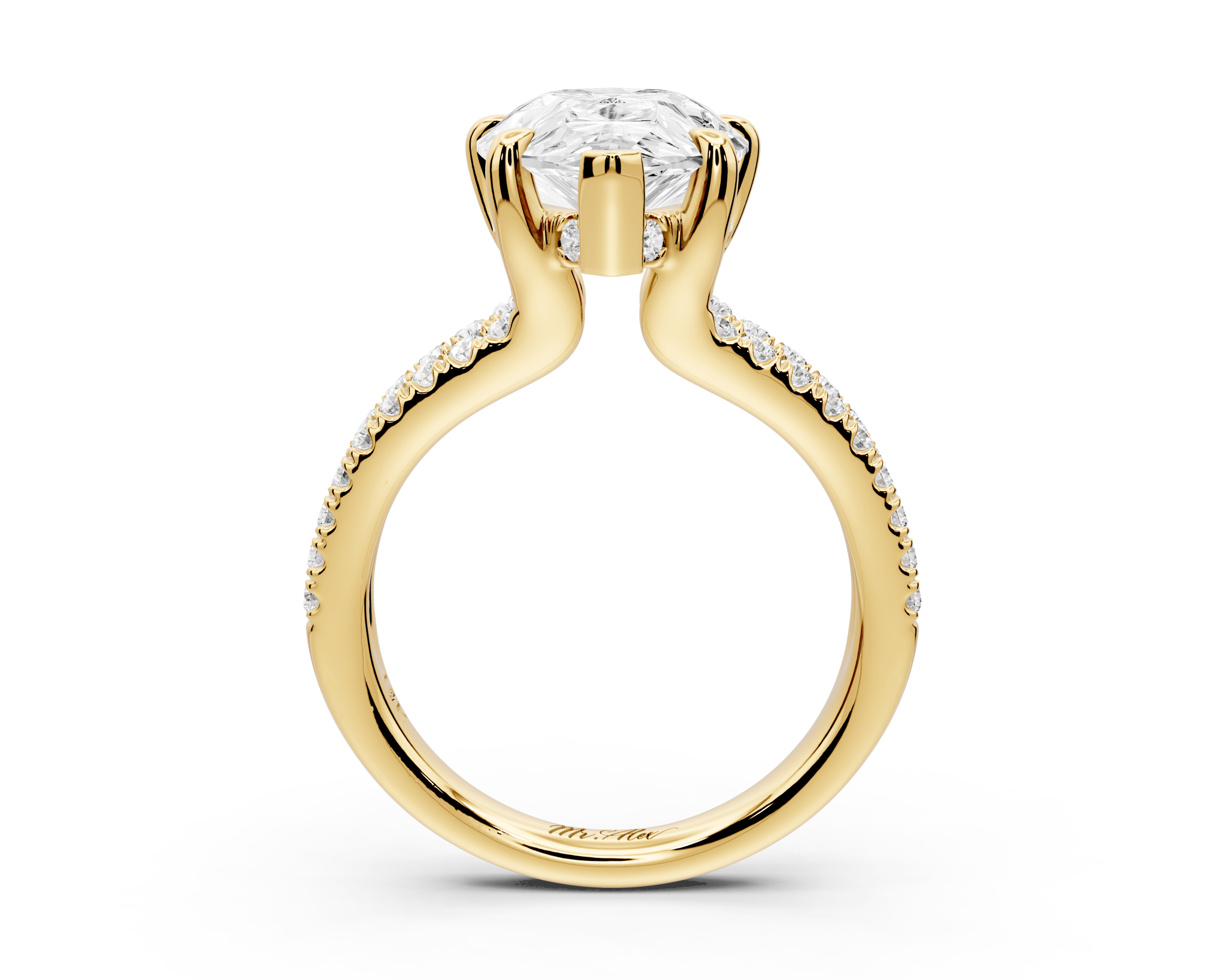 Pear Cut Diamond Double Band Ring (AJ103P) - Mr. Alex Jewelry