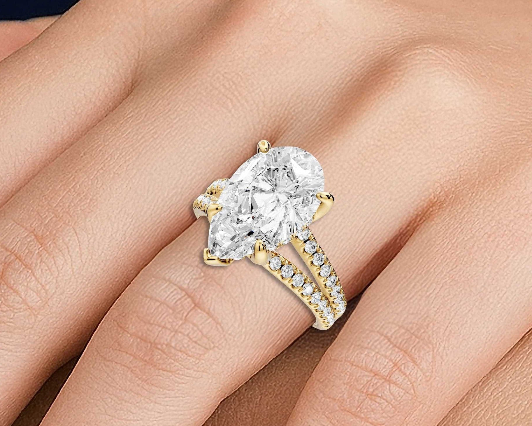 Pear Cut Diamond Double Band Ring (AJ103P) - Mr. Alex Jewelry