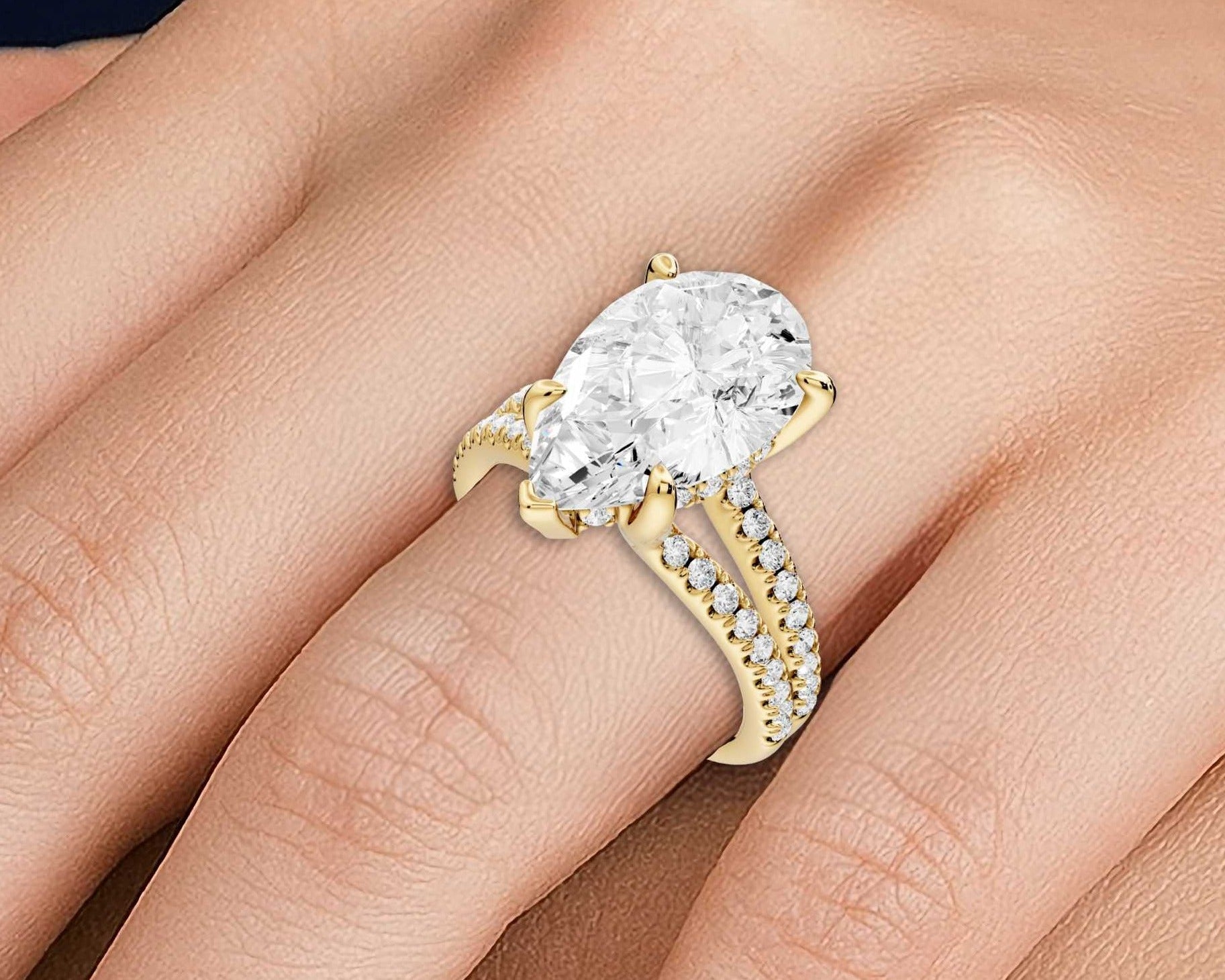 Pear Cut Diamond Double Band Ring (AJ103P) - Mr. Alex Jewelry