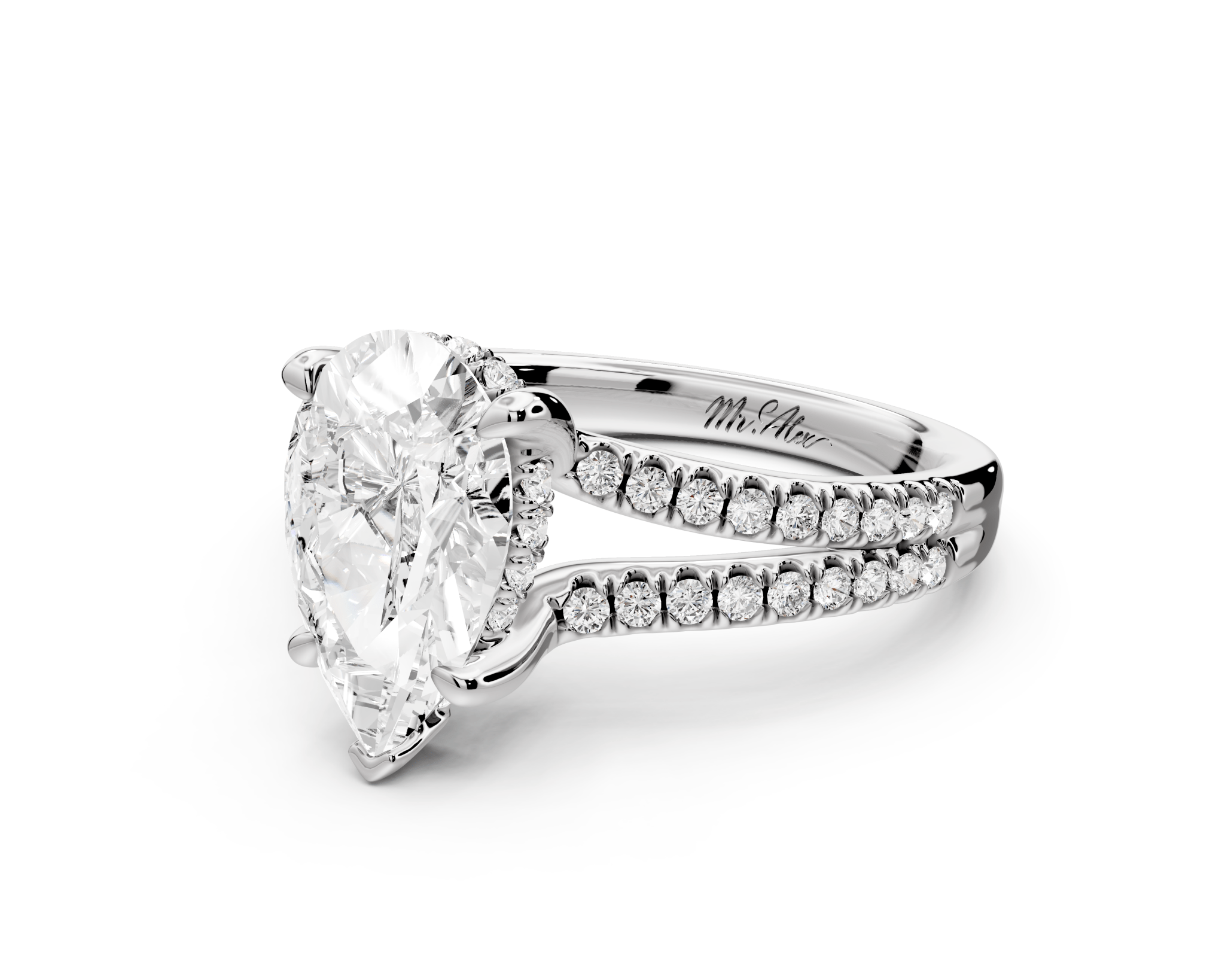Pear Cut Diamond Double Band Ring (AJ103P) - Mr. Alex Jewelry