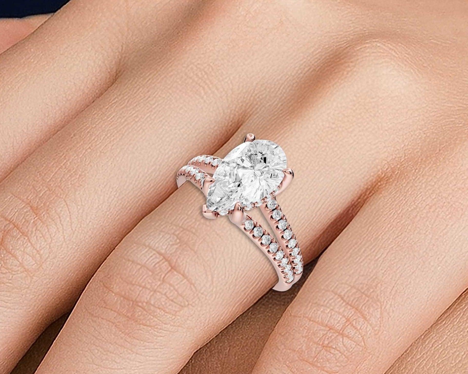 Pear Cut Diamond Double Band Ring (AJ103P) - Mr. Alex Jewelry