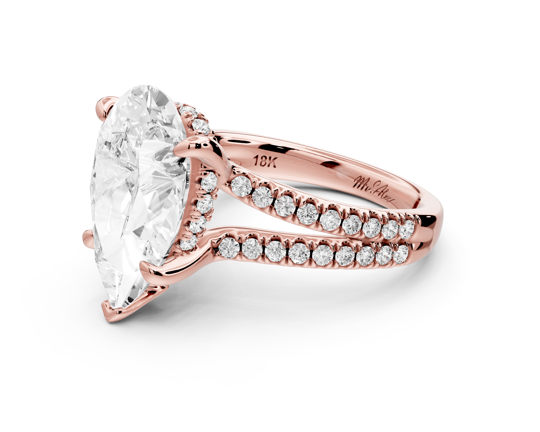 Pear Cut Diamond Double Band Ring (AJ103P) - Mr. Alex Jewelry