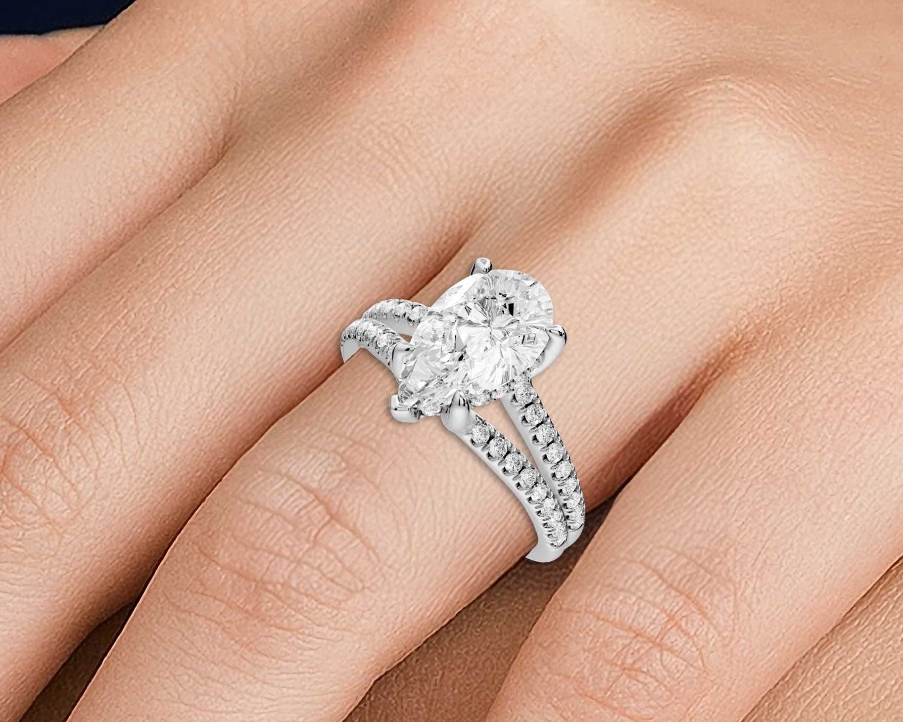 Pear Cut Diamond Double Band Ring (AJ103P) - Mr. Alex Jewelry