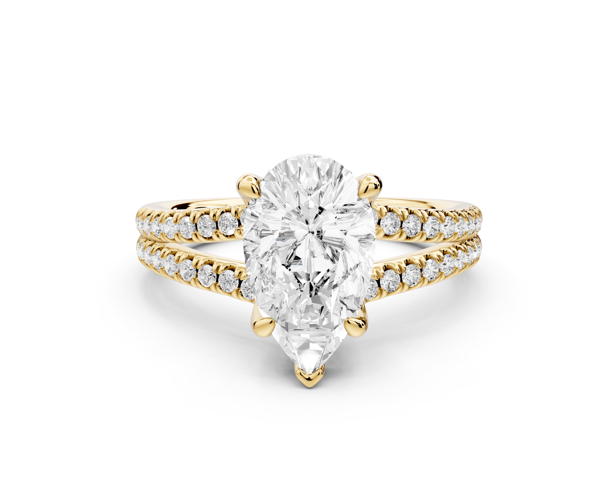 Pear Cut Diamond Double Band Ring (AJ103P) - Mr. Alex Jewelry
