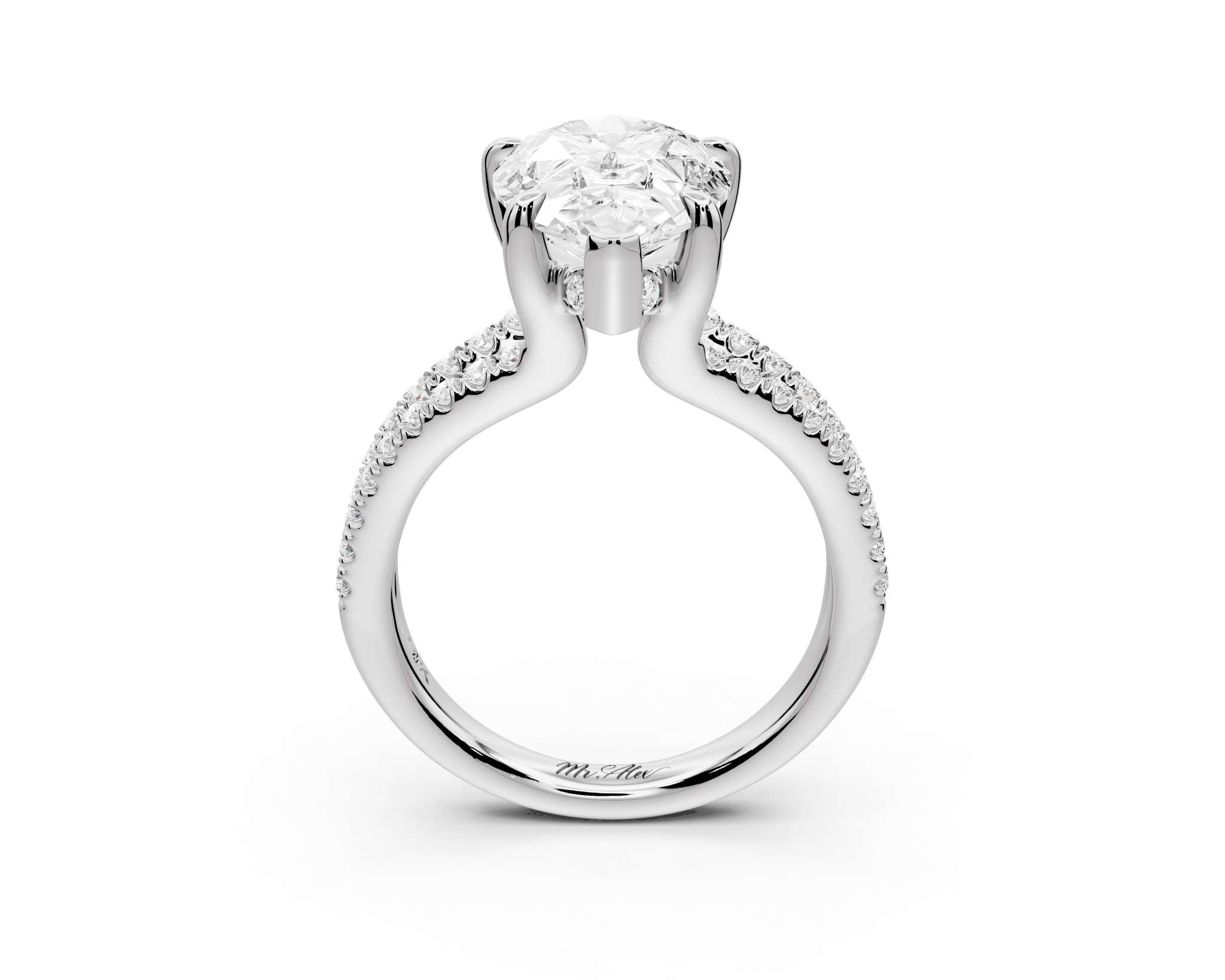 Pear Cut Diamond Double Band Ring (AJ103P) - Mr. Alex Jewelry