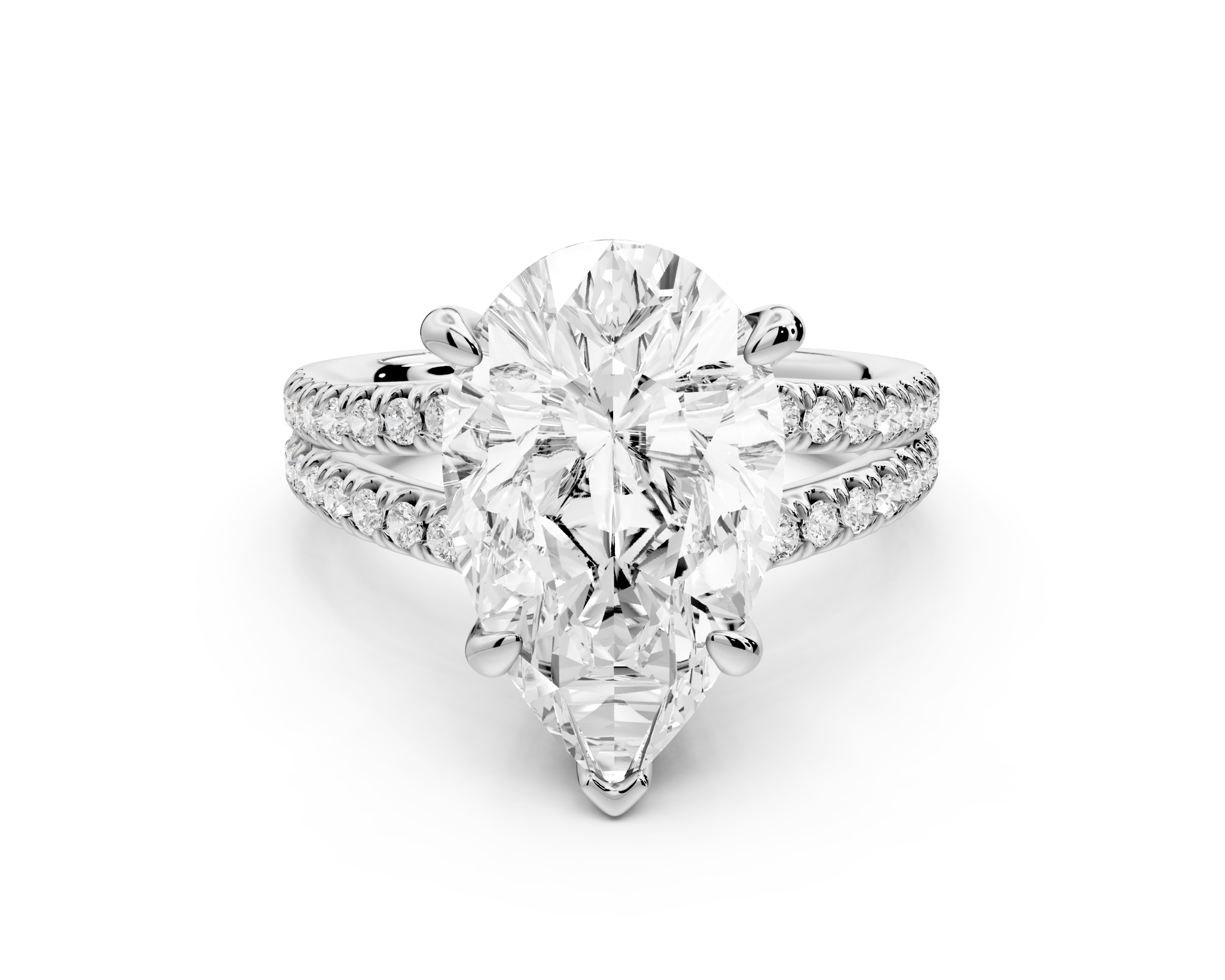 Pear Cut Diamond Double Band Ring (AJ103P) - Mr. Alex Jewelry