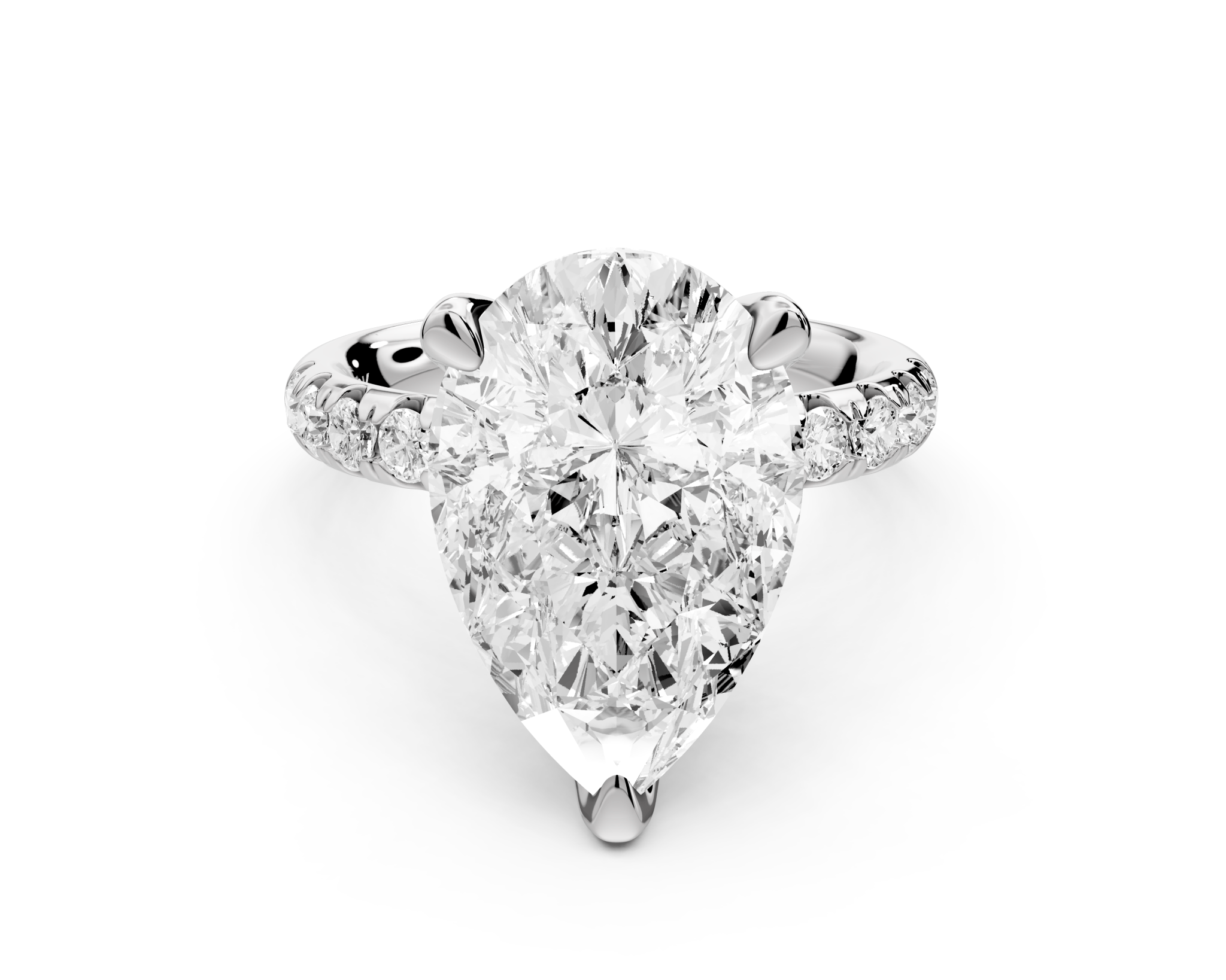 Pear Cut Diamond Engagement Ring with Pave Band (AJ101P) - Mr. Alex Jewelry