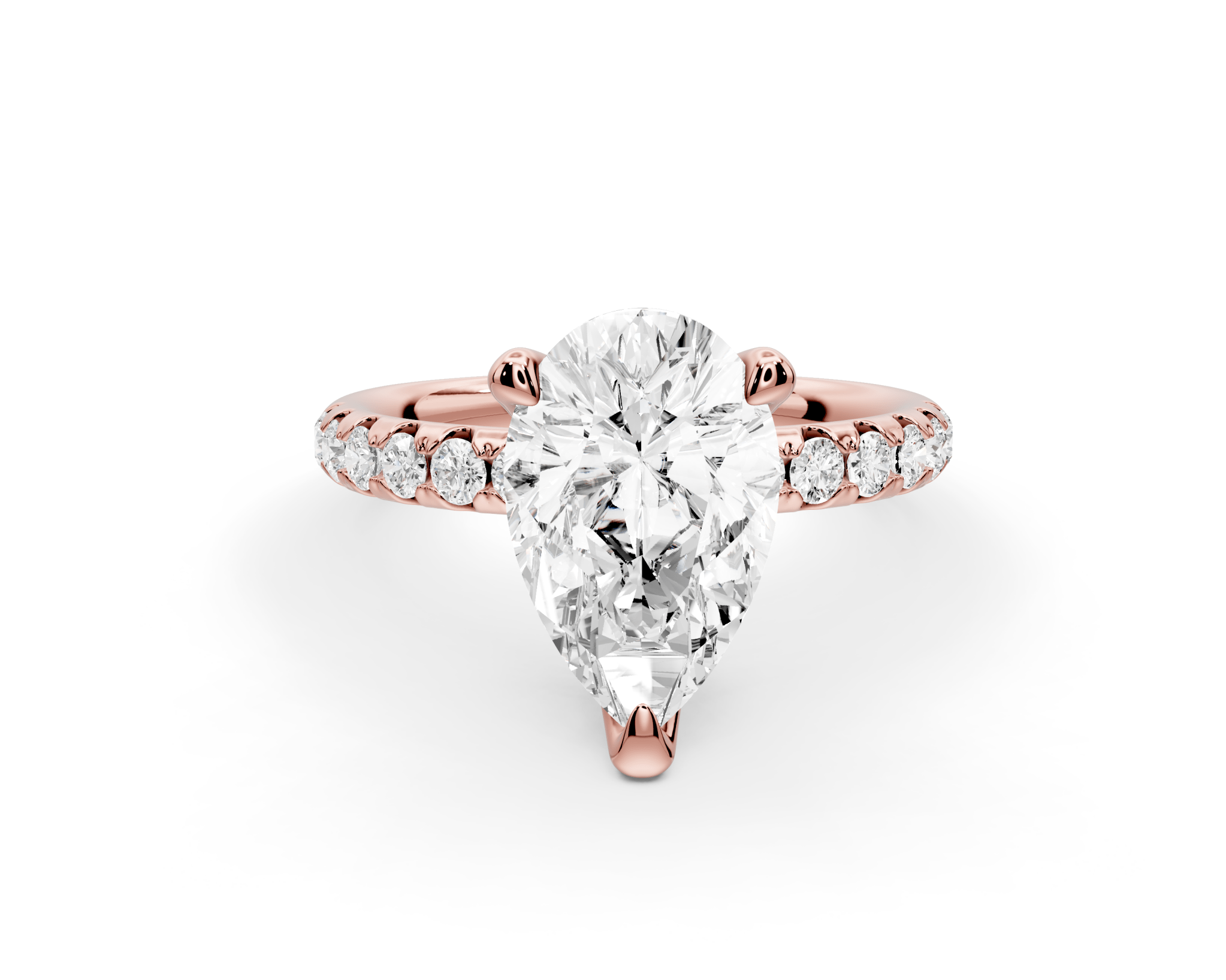 Pear Cut Diamond Engagement Ring with Pave Band (AJ101P) - Mr. Alex Jewelry