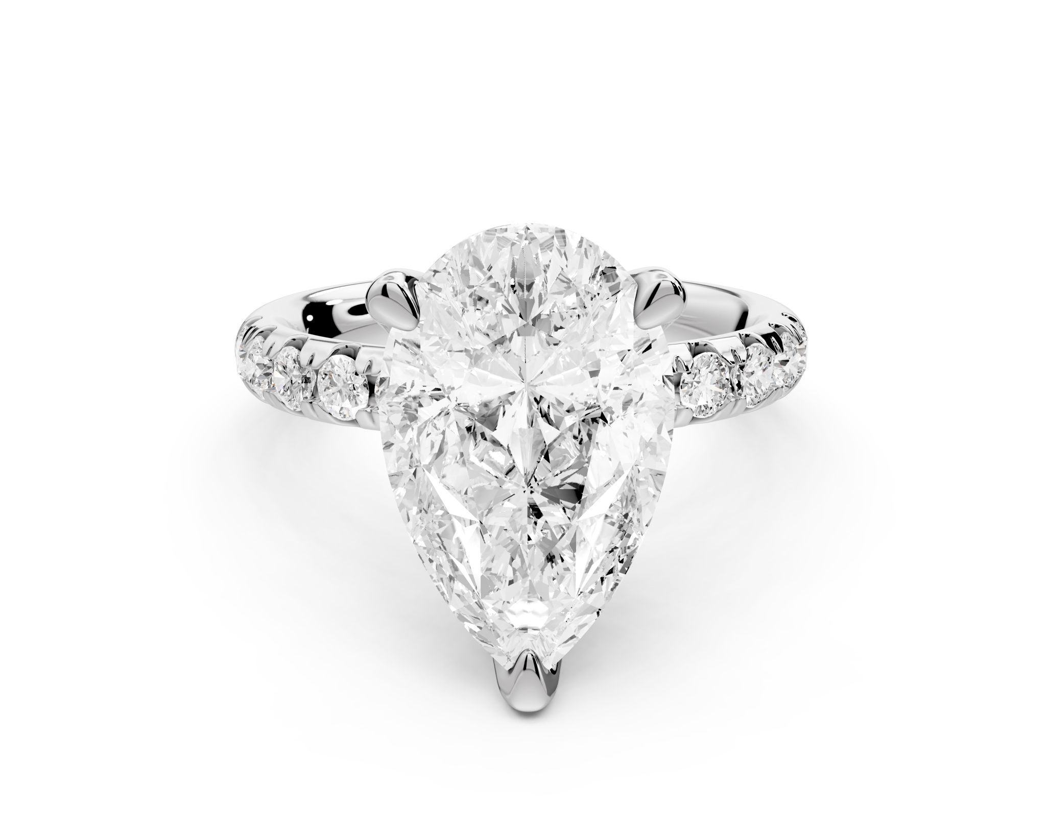 Pear Cut Diamond Engagement Ring with Pave Band (AJ101P) - Mr. Alex Jewelry