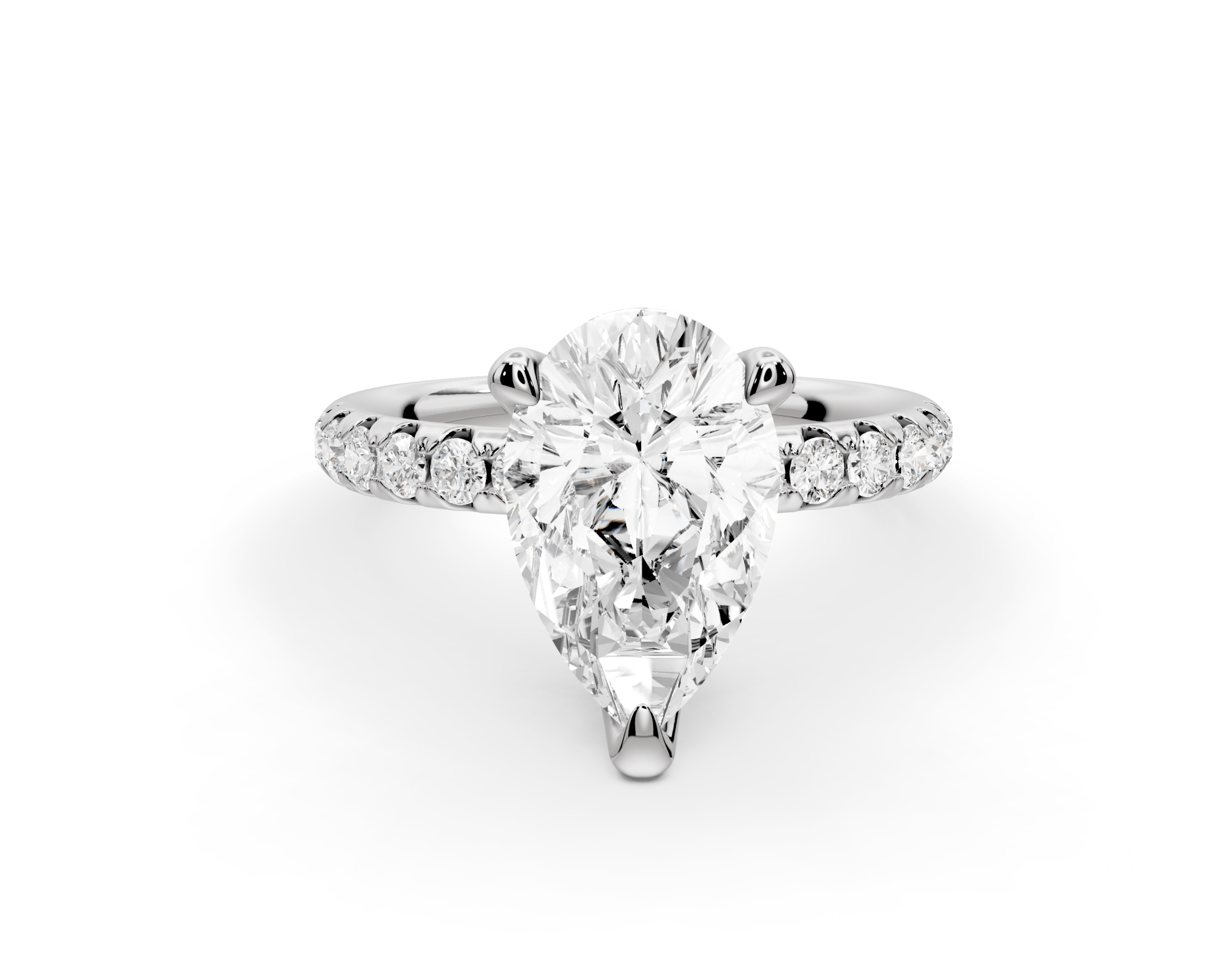 Pear Cut Diamond Engagement Ring with Pave Band (AJ101P) - Mr. Alex Jewelry