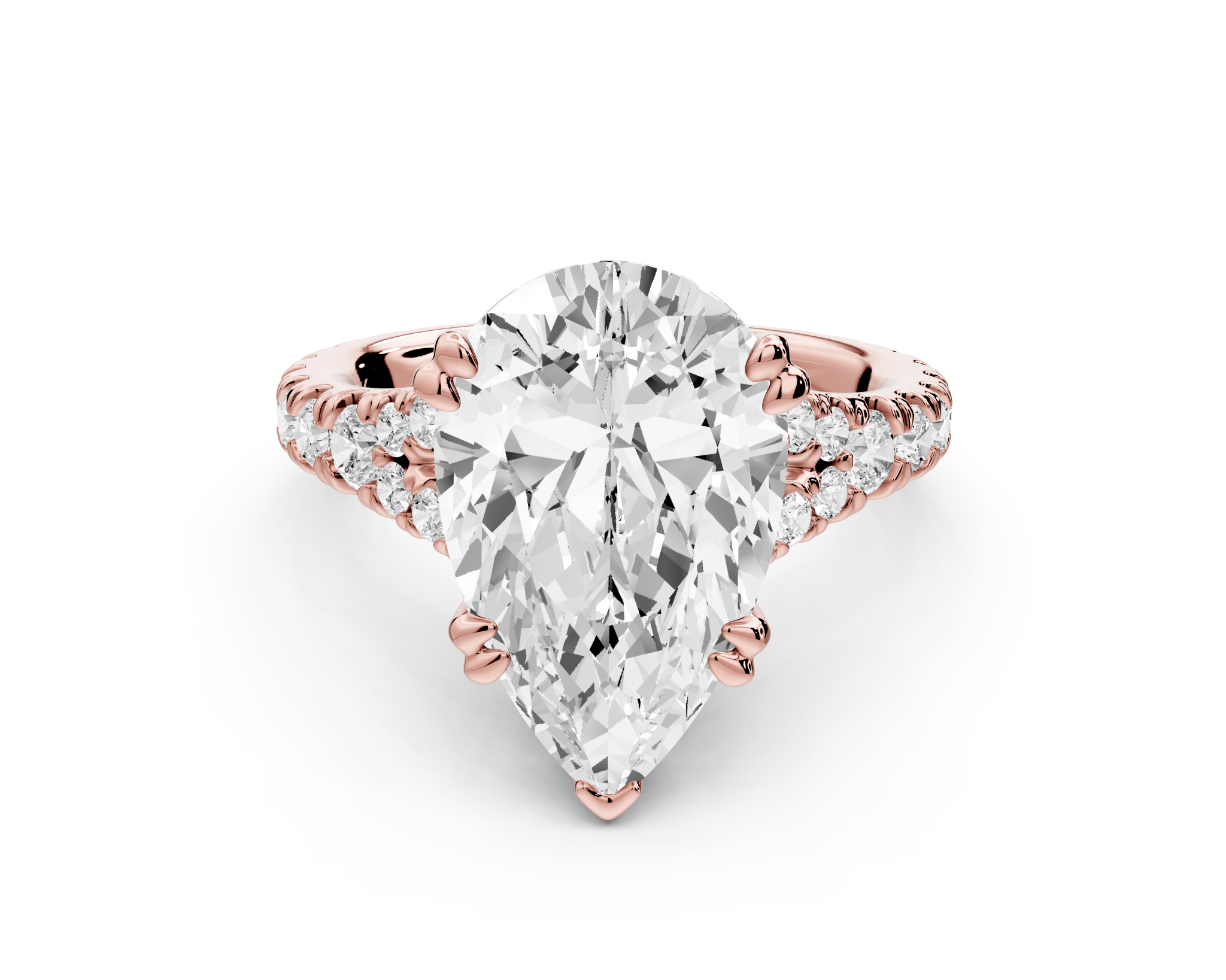 Pear Cut Diamond Engagement Ring with Pave Band (AJ136P) - Mr. Alex Jewelry