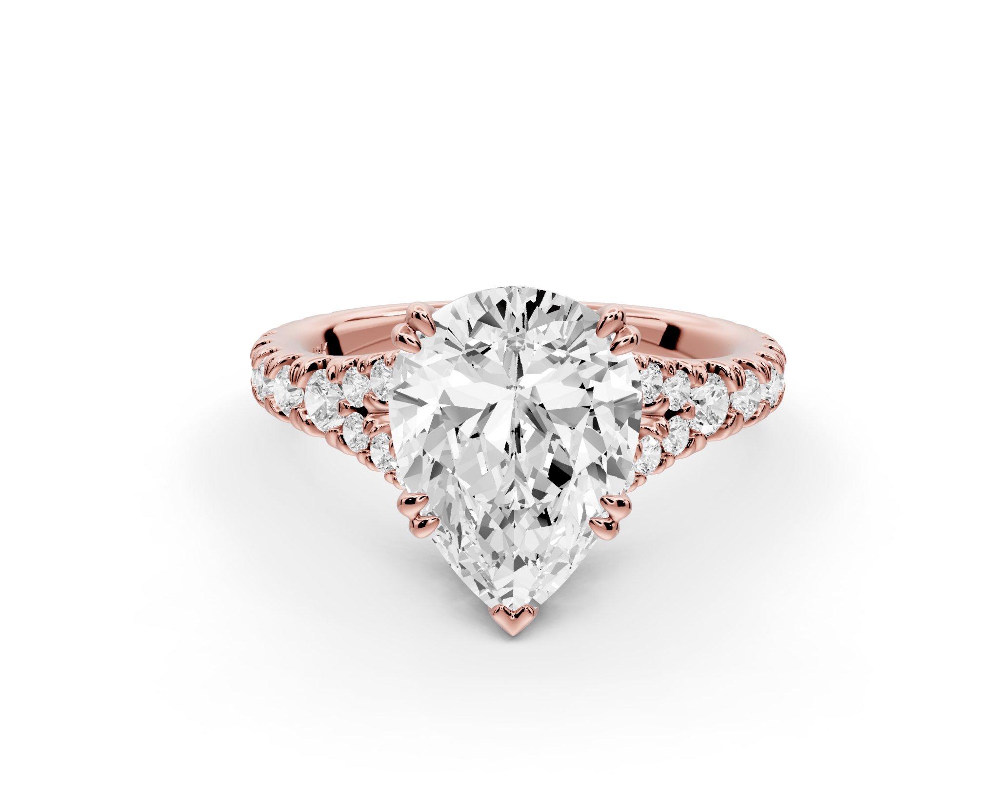 Pear Cut Diamond Engagement Ring with Pave Band (AJ136P) - Mr. Alex Jewelry