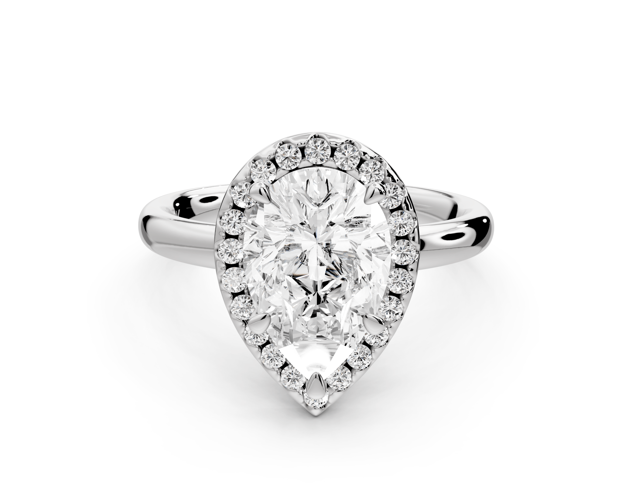Pear Cut Diamond Halo Engagement Ring (AJ104P) - Mr. Alex Jewelry