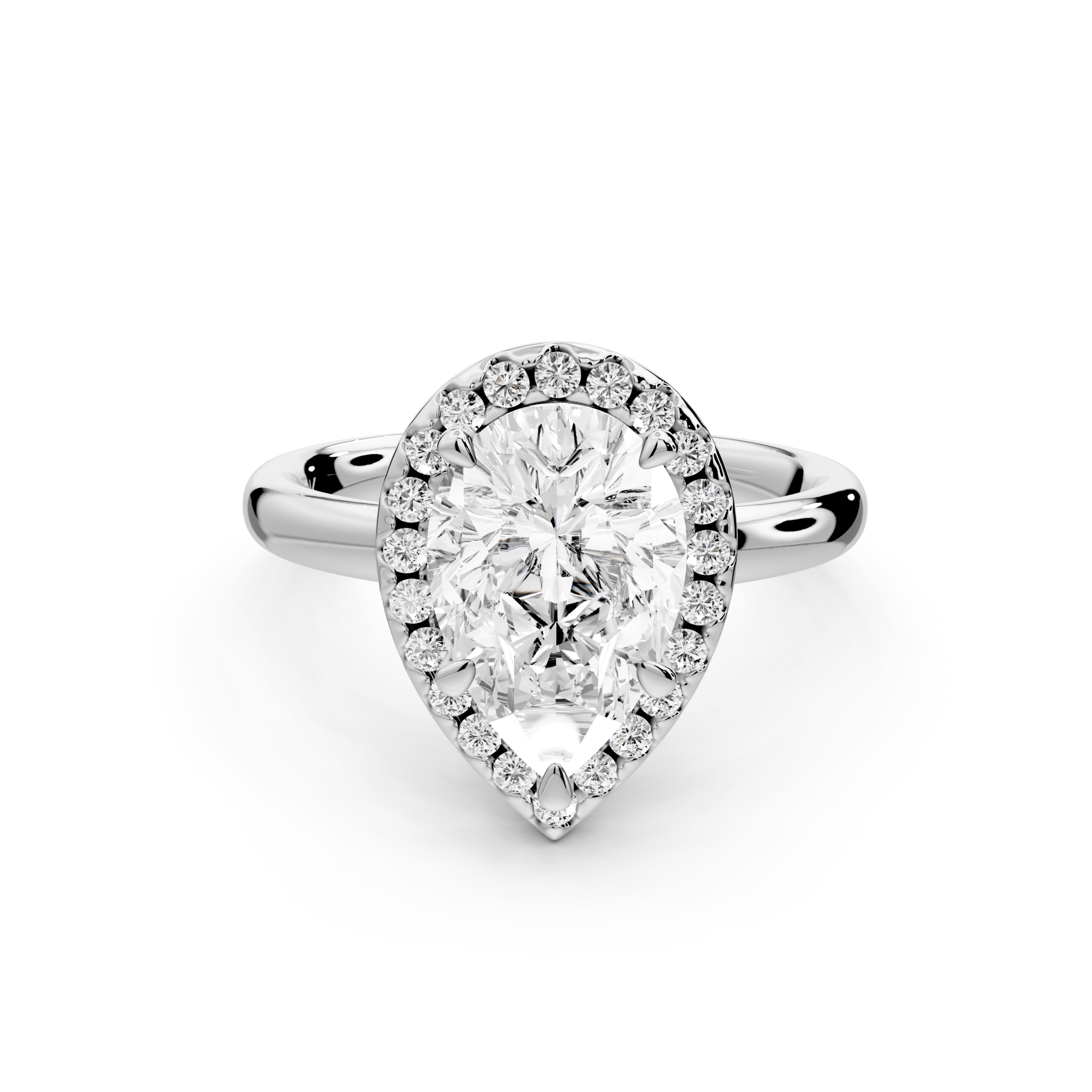 Pear Cut Diamond Halo Engagement Ring (AJ104P) - Mr. Alex Jewelry