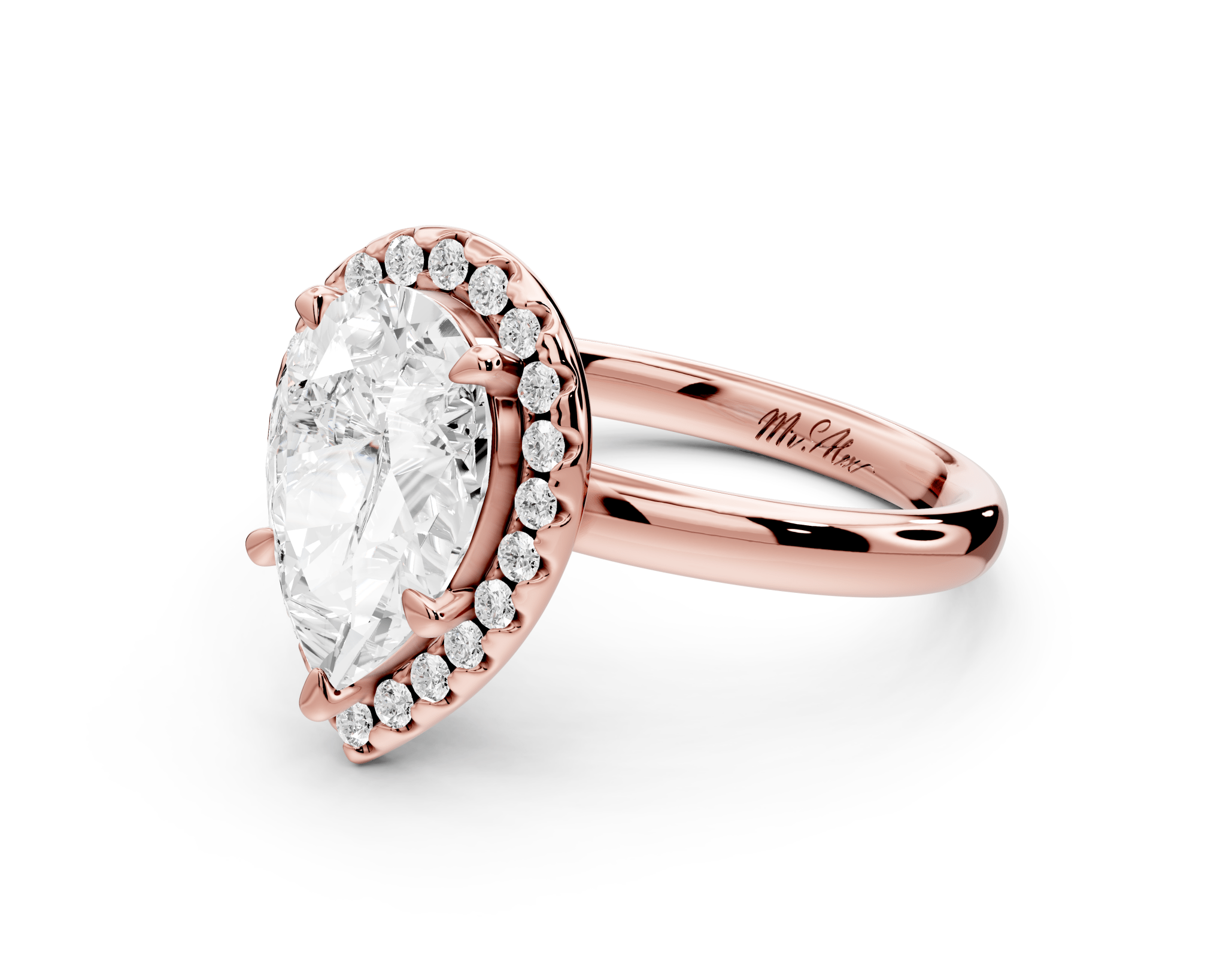 Pear Cut Diamond Halo Engagement Ring (AJ104P) - Mr. Alex Jewelry