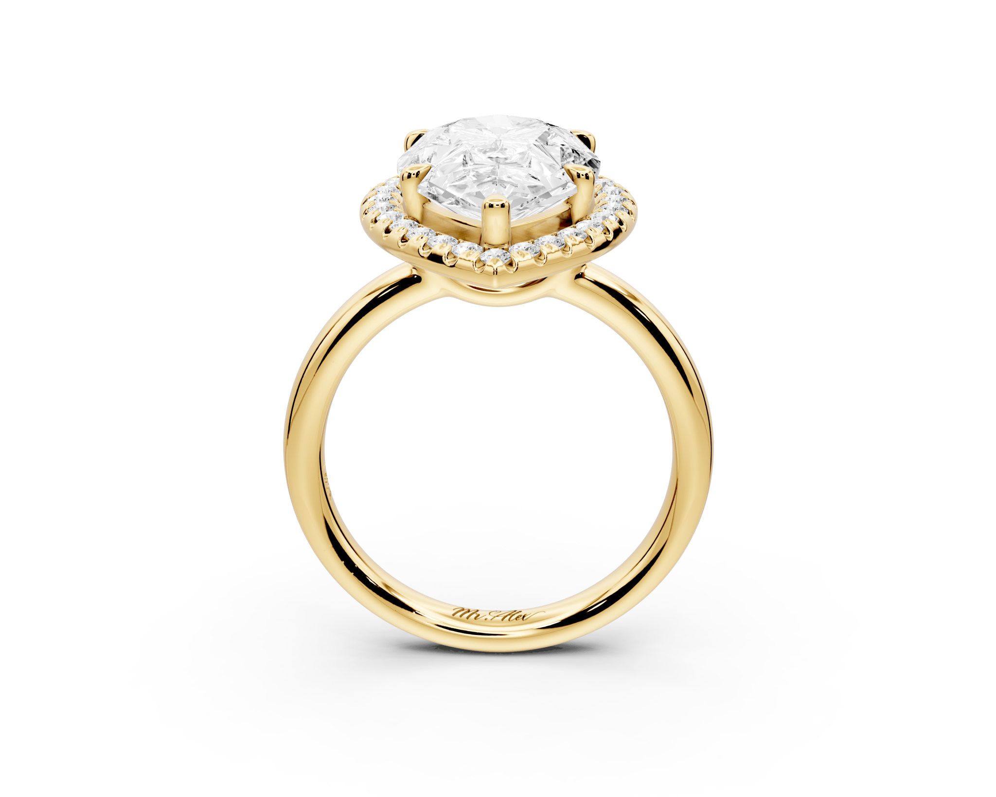 Pear Cut Diamond Halo Engagement Ring (AJ104P) - Mr. Alex Jewelry