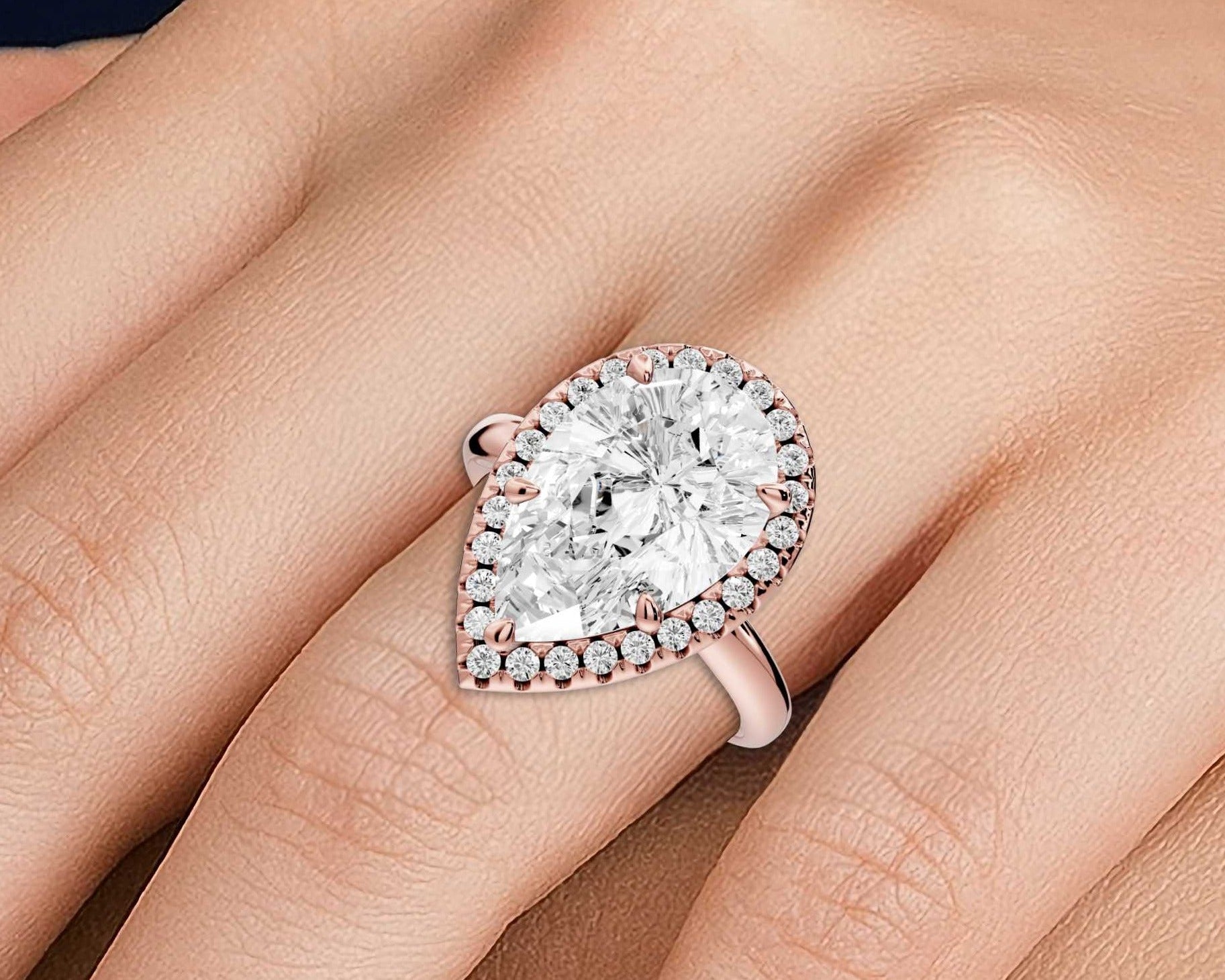 Pear Cut Diamond Halo Engagement Ring (AJ104P) - Mr. Alex Jewelry