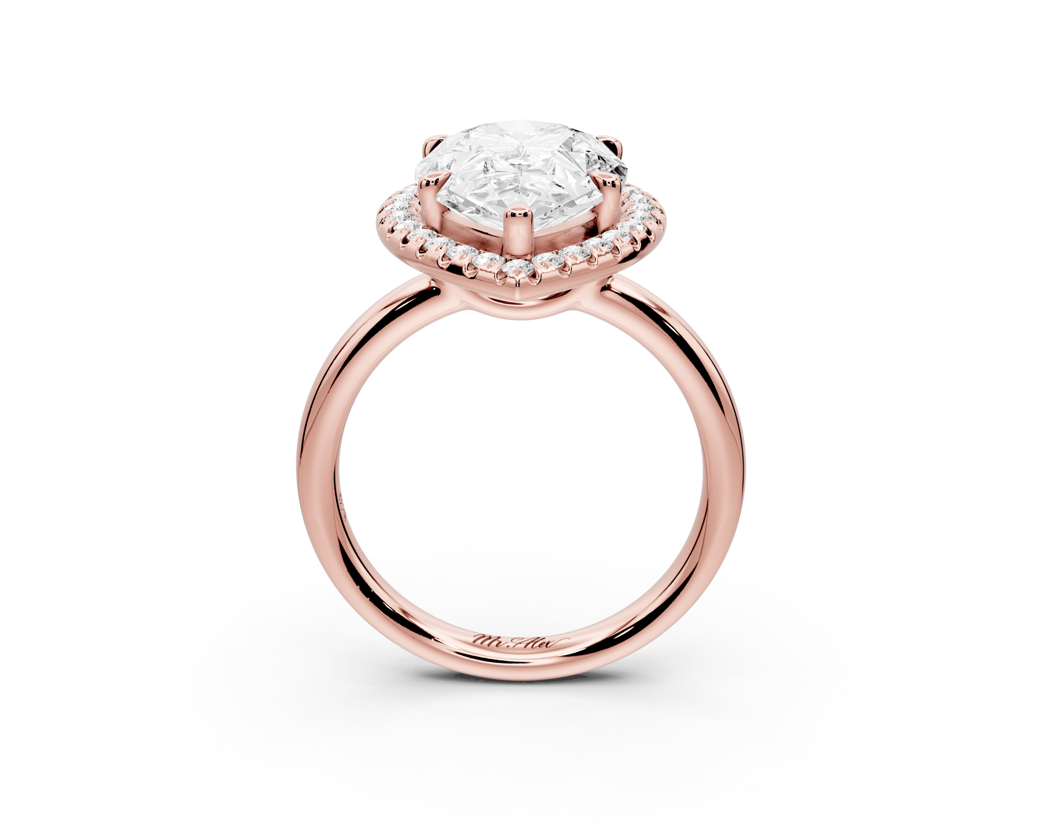 Pear Cut Diamond Halo Engagement Ring (AJ104P) - Mr. Alex Jewelry