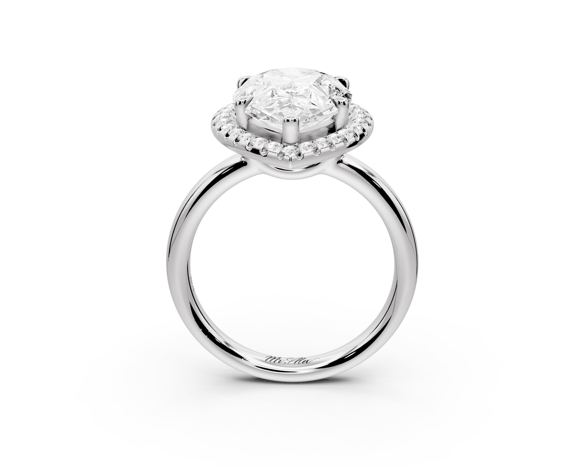 Pear Cut Diamond Halo Engagement Ring (AJ104P) - Mr. Alex Jewelry