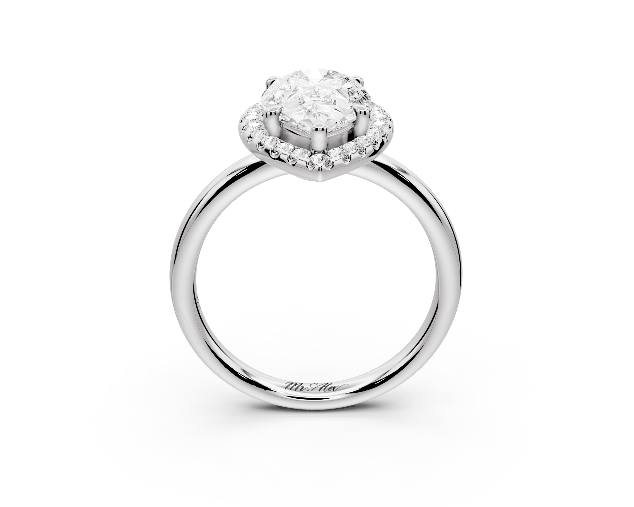 Pear Cut Diamond Halo Engagement Ring (AJ104P) - Mr. Alex Jewelry