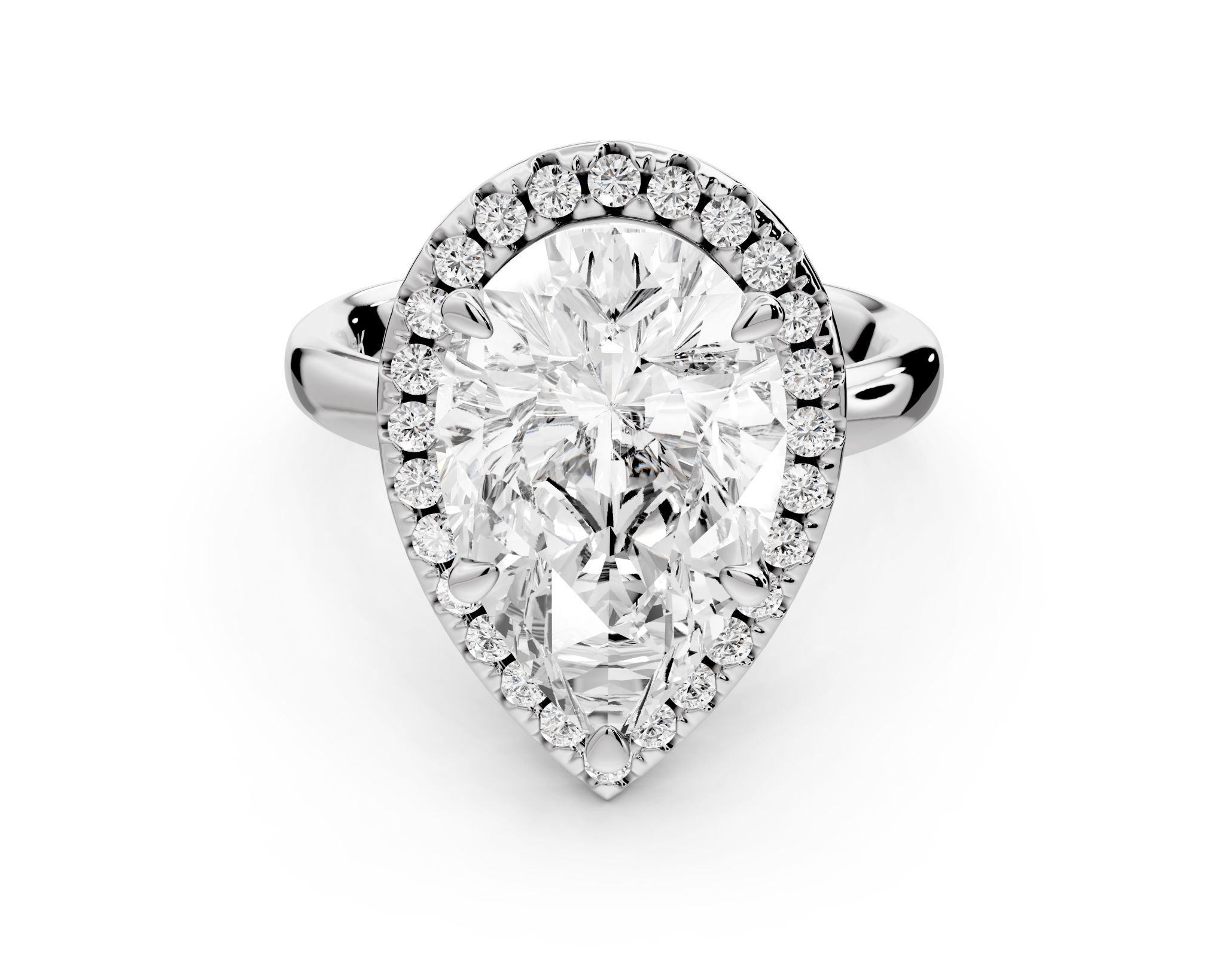 Pear Cut Diamond Halo Engagement Ring (AJ104P) - Mr. Alex Jewelry