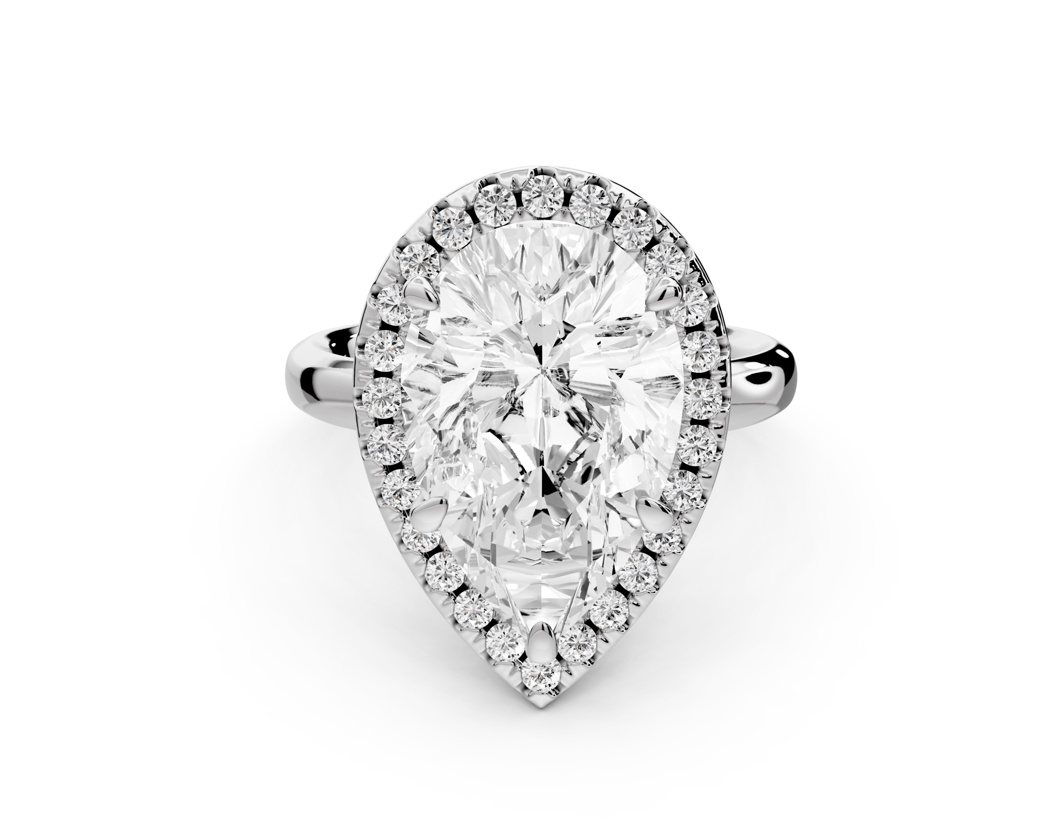 Pear Cut Diamond Halo Engagement Ring (AJ104P) - Mr. Alex Jewelry