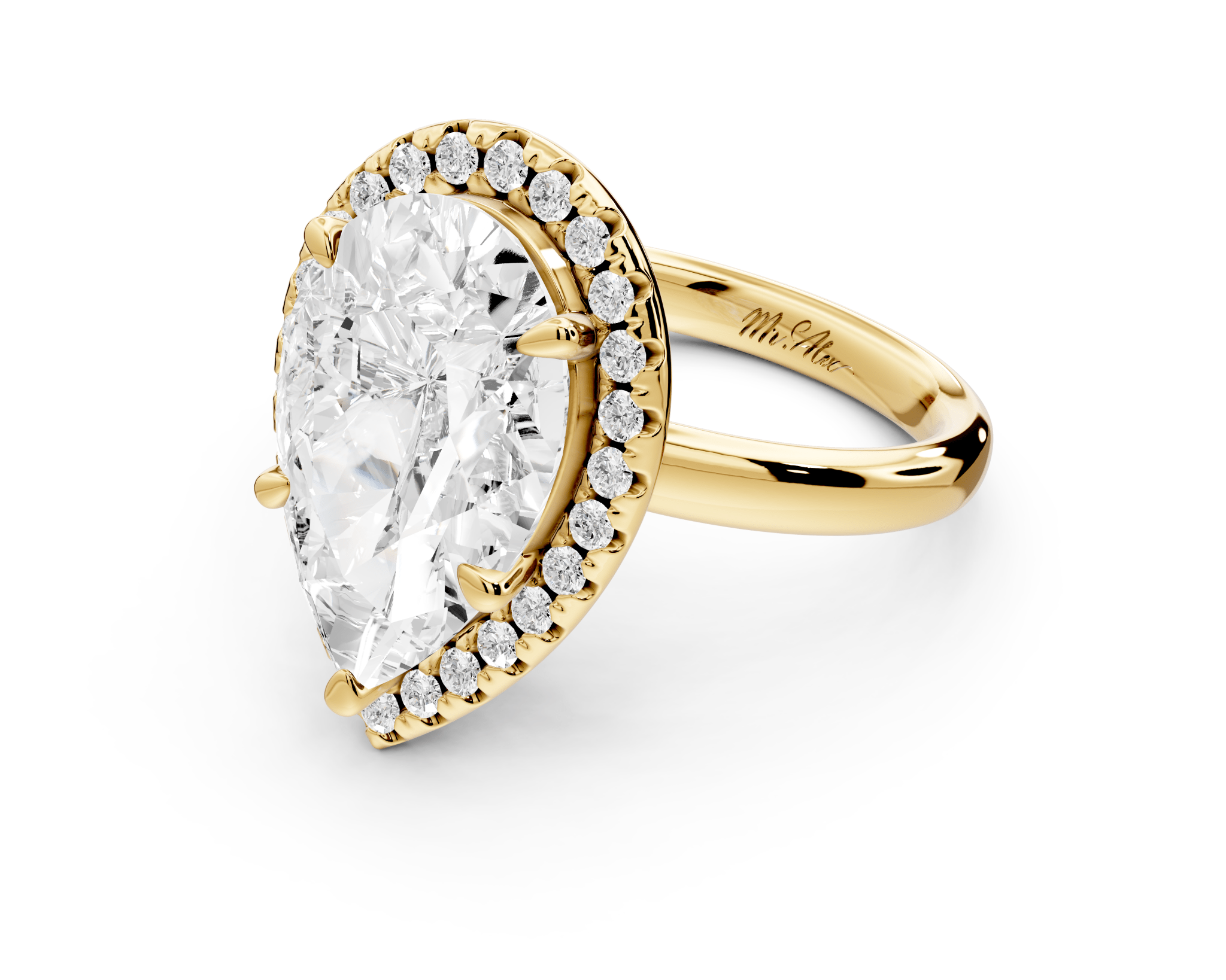 Pear Cut Diamond Halo Engagement Ring (AJ104P) - Mr. Alex Jewelry