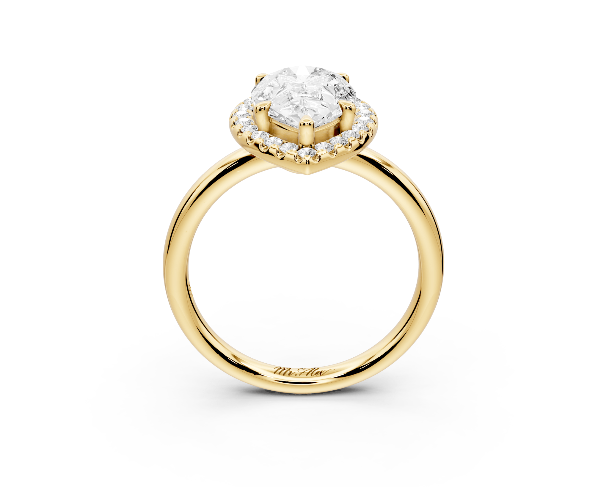 Pear Cut Diamond Halo Engagement Ring (AJ104P) - Mr. Alex Jewelry