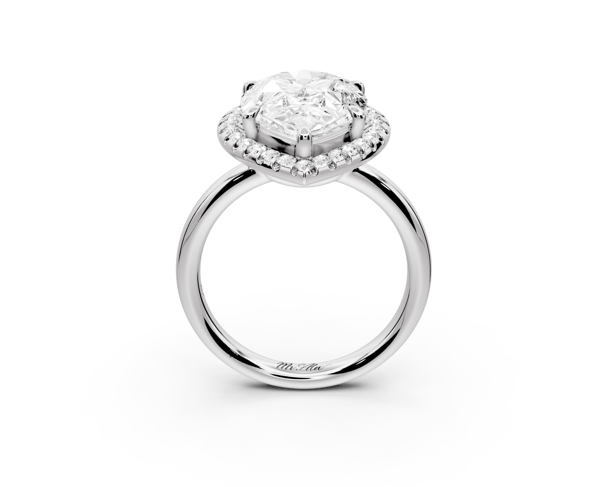 Pear Cut Diamond Halo Engagement Ring (AJ104P) - Mr. Alex Jewelry
