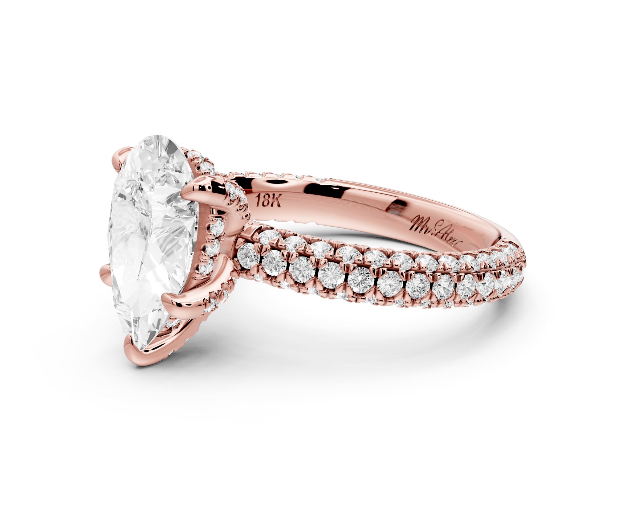 Pear Shape Diamond Engagement Ring with Pave Accents (AJ126P) - Mr. Alex Jewelry