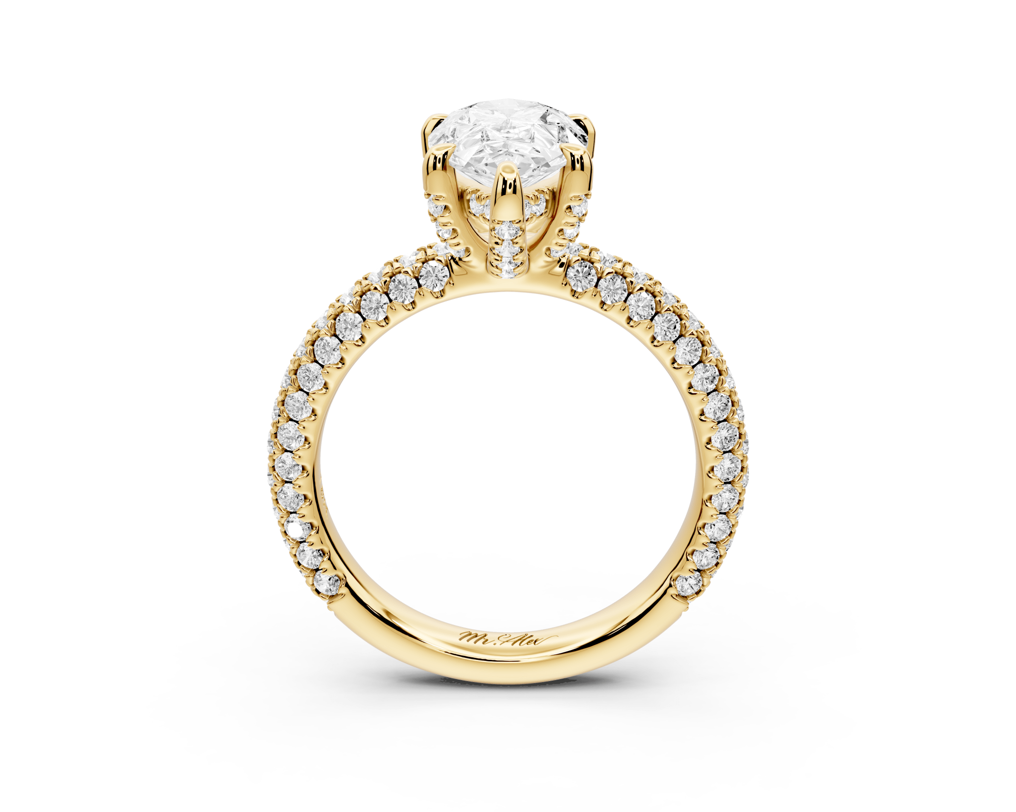 Pear Shape Diamond Engagement Ring with Pave Accents (AJ126P) - Mr. Alex Jewelry