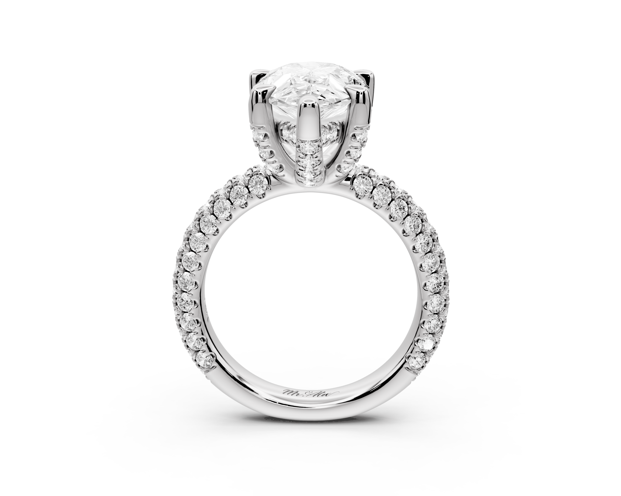 Pear Shape Diamond Engagement Ring with Pave Accents (AJ126P) - Mr. Alex Jewelry