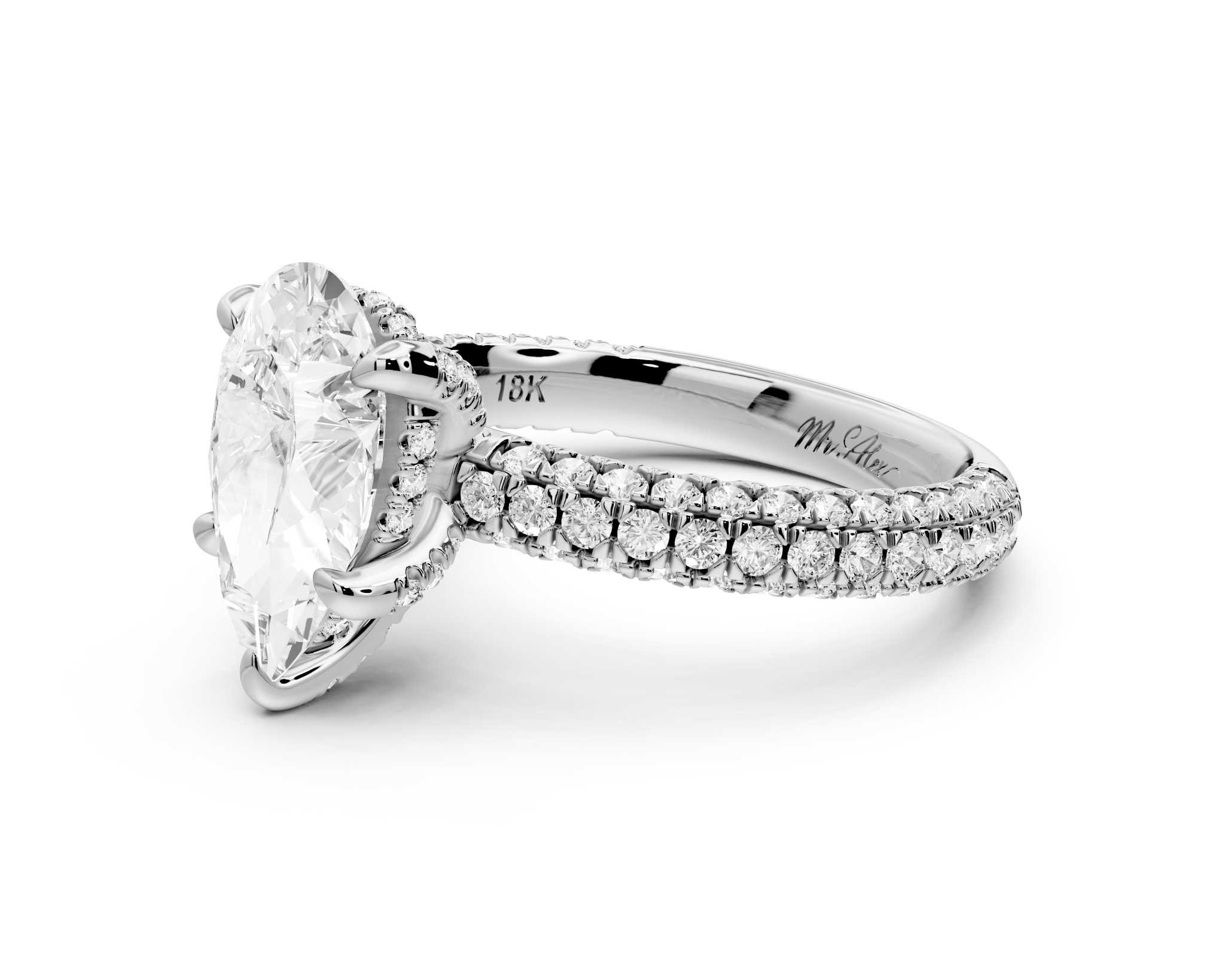 Pear Shape Diamond Engagement Ring with Pave Accents (AJ126P) - Mr. Alex Jewelry
