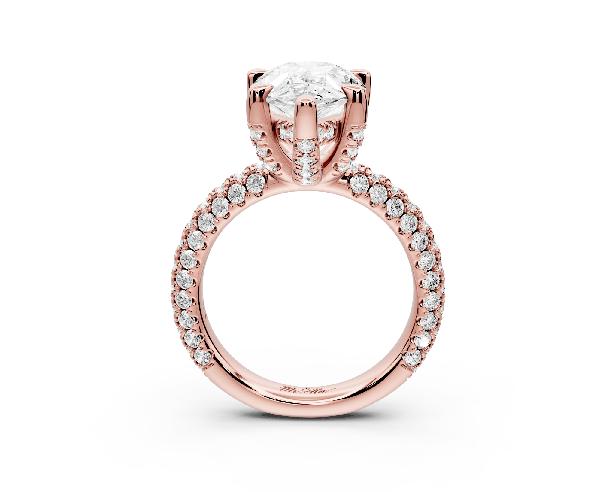 Pear Shape Diamond Engagement Ring with Pave Accents (AJ126P) - Mr. Alex Jewelry