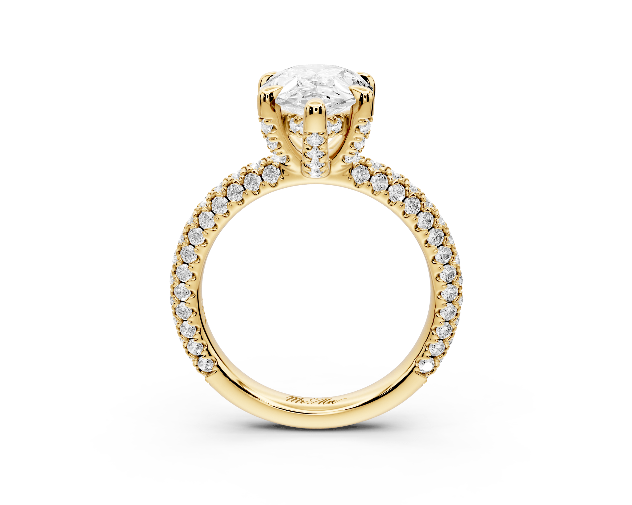 Pear Shape Diamond Engagement Ring with Pave Accents (AJ126P) - Mr. Alex Jewelry