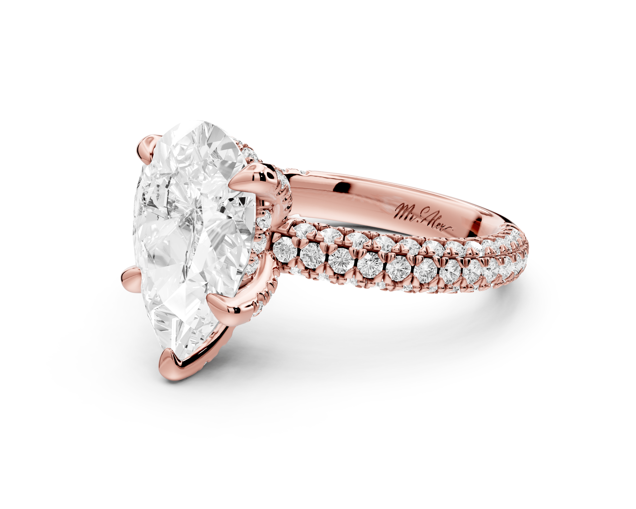 Pear Shape Diamond Engagement Ring with Pave Accents (AJ126P) - Mr. Alex Jewelry