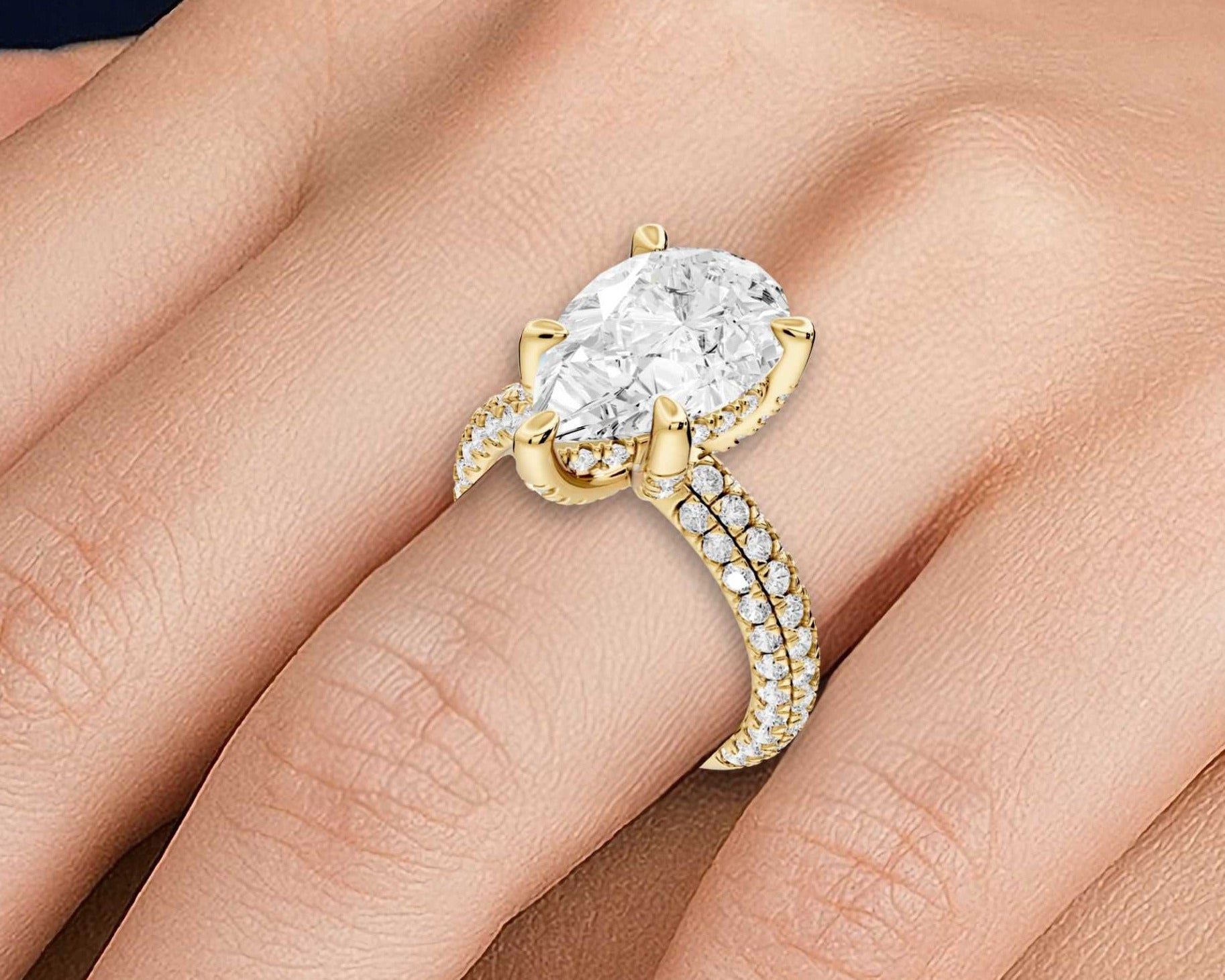Pear Shape Diamond Engagement Ring with Pave Accents (AJ126P) - Mr. Alex Jewelry
