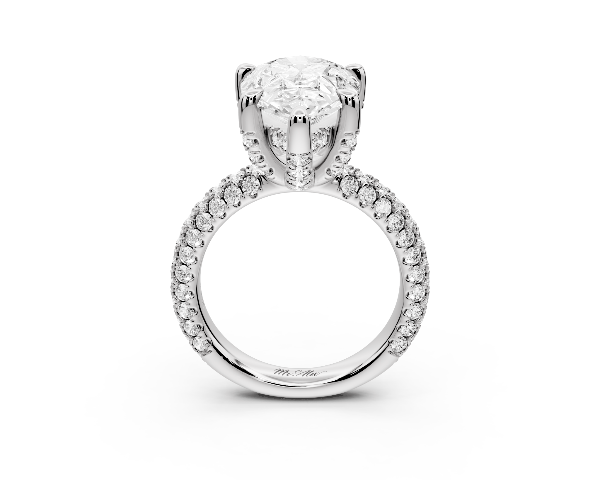 Pear Shape Diamond Engagement Ring with Pave Accents (AJ126P) - Mr. Alex Jewelry