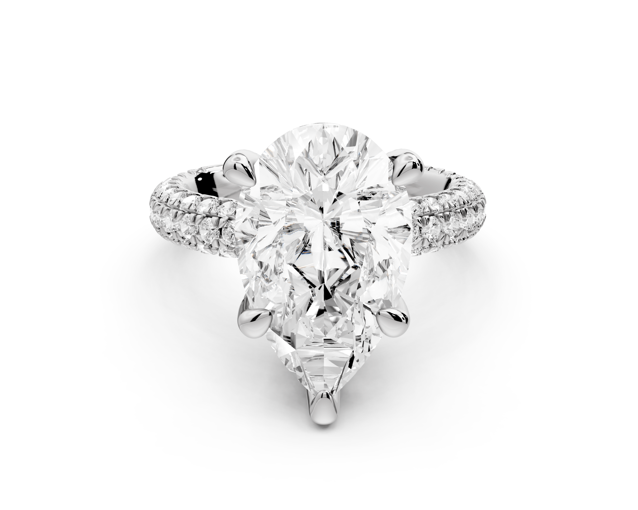 Pear Shape Diamond Engagement Ring with Pave Accents (AJ126P) - Mr. Alex Jewelry