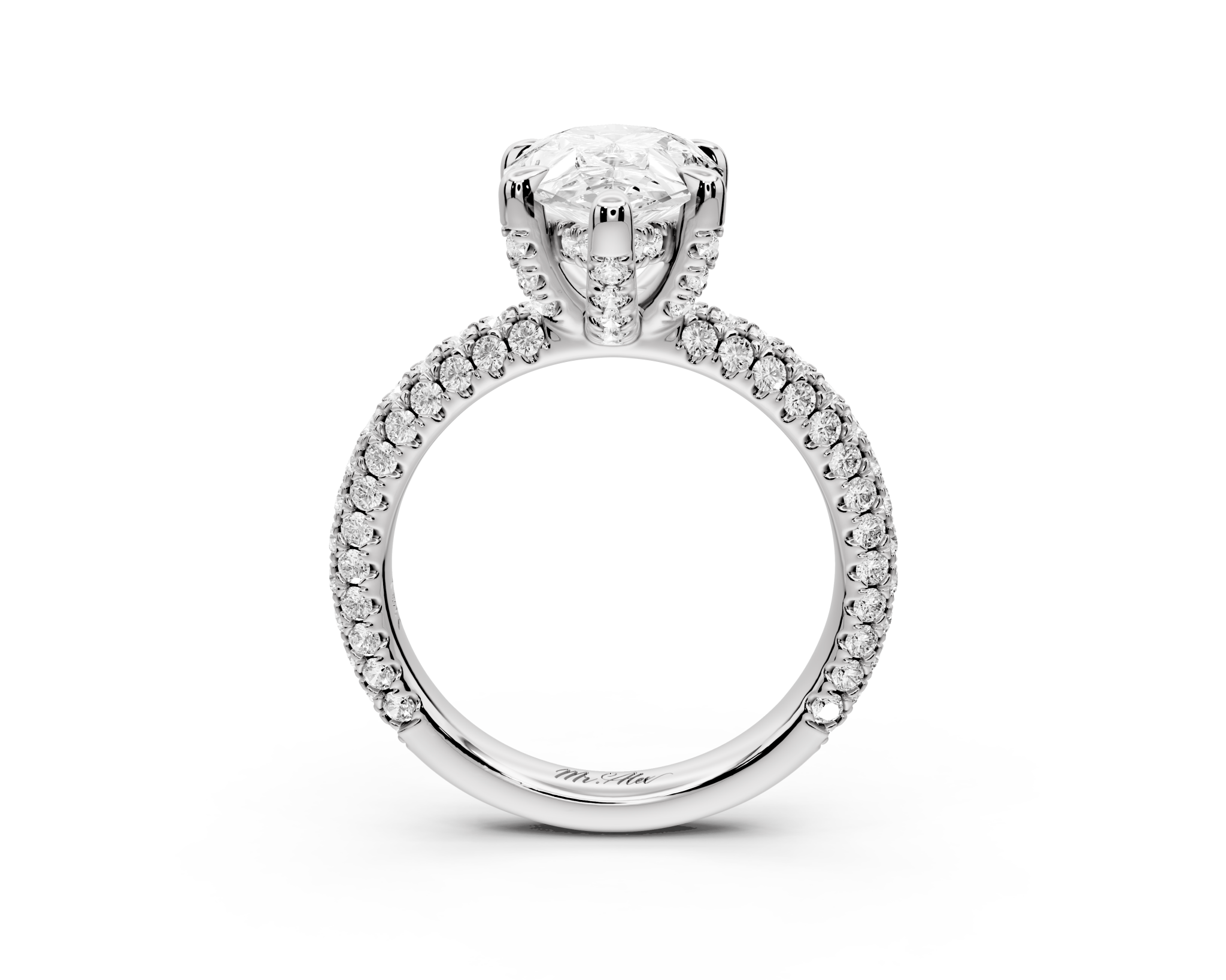 Pear Shape Diamond Engagement Ring with Pave Accents (AJ126P) - Mr. Alex Jewelry