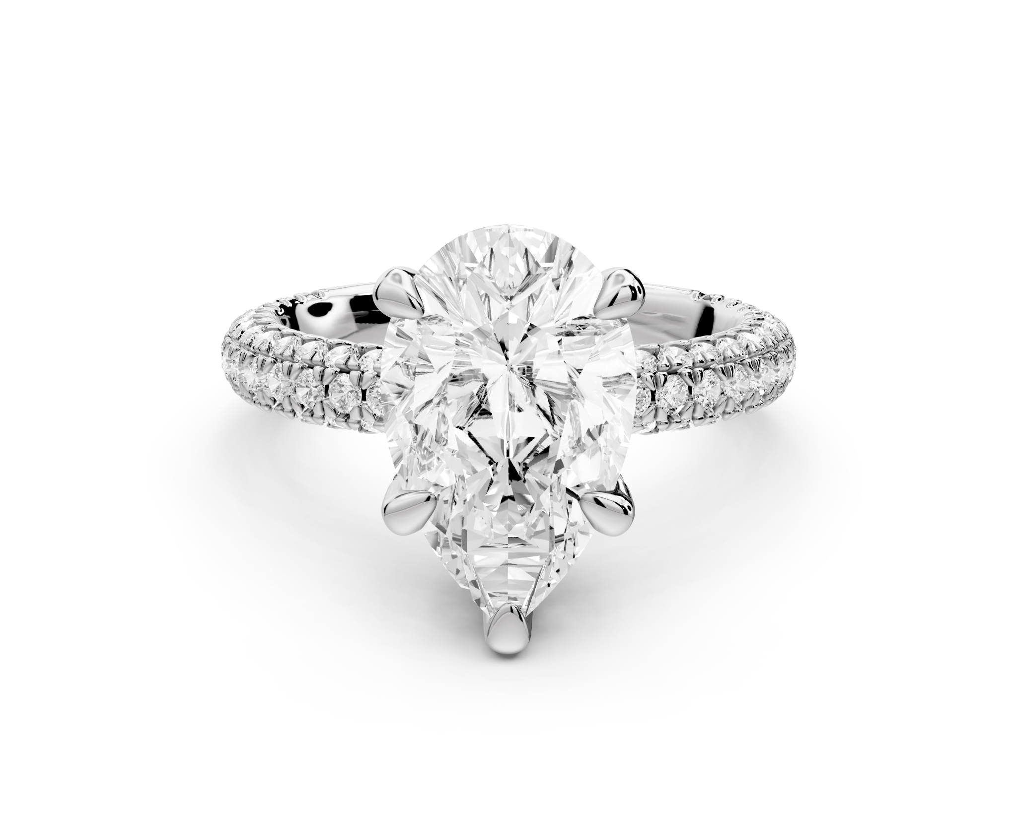 Pear Shape Diamond Engagement Ring with Pave Accents (AJ126P) - Mr. Alex Jewelry