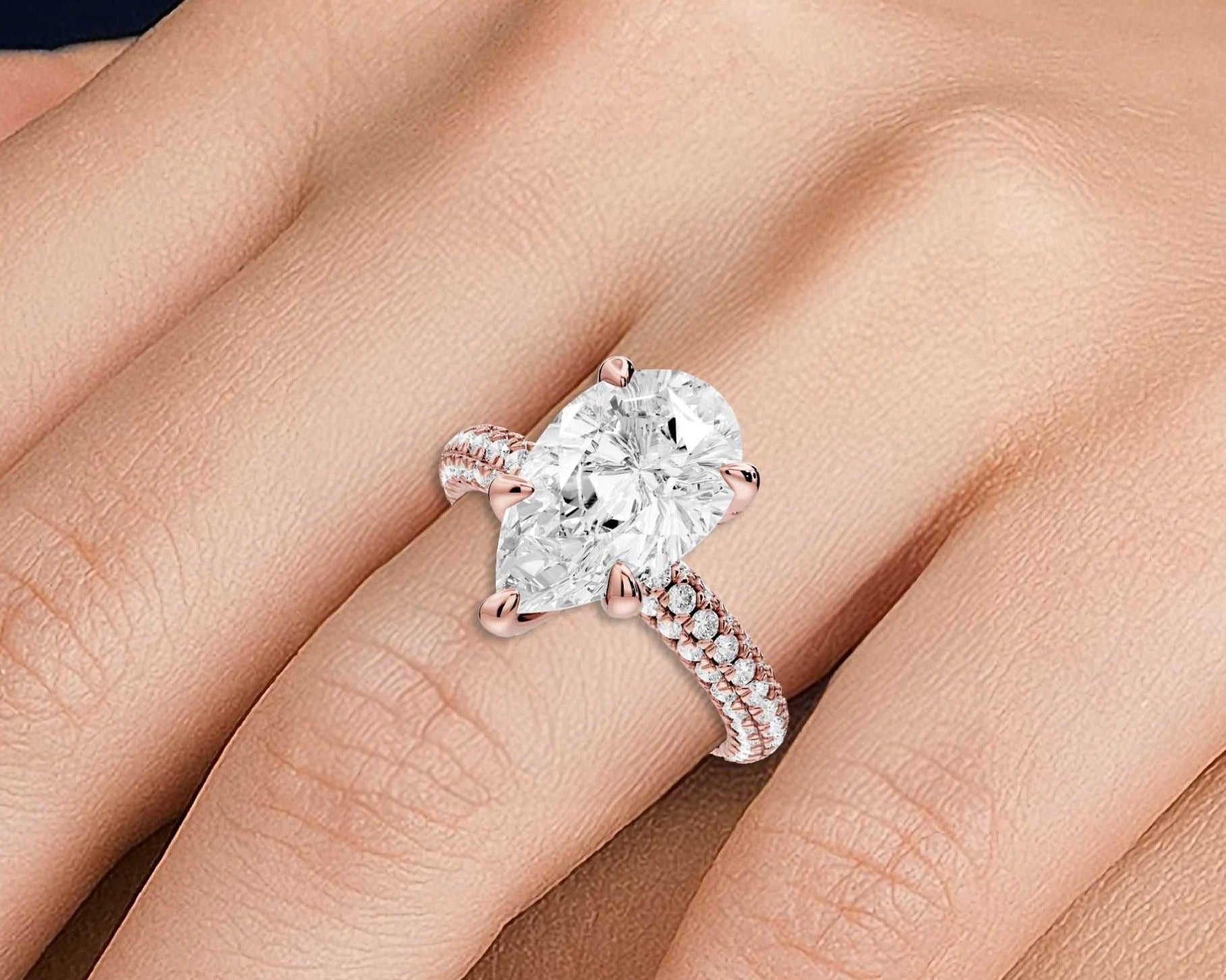 Pear Shape Diamond Engagement Ring with Pave Accents (AJ126P) - Mr. Alex Jewelry