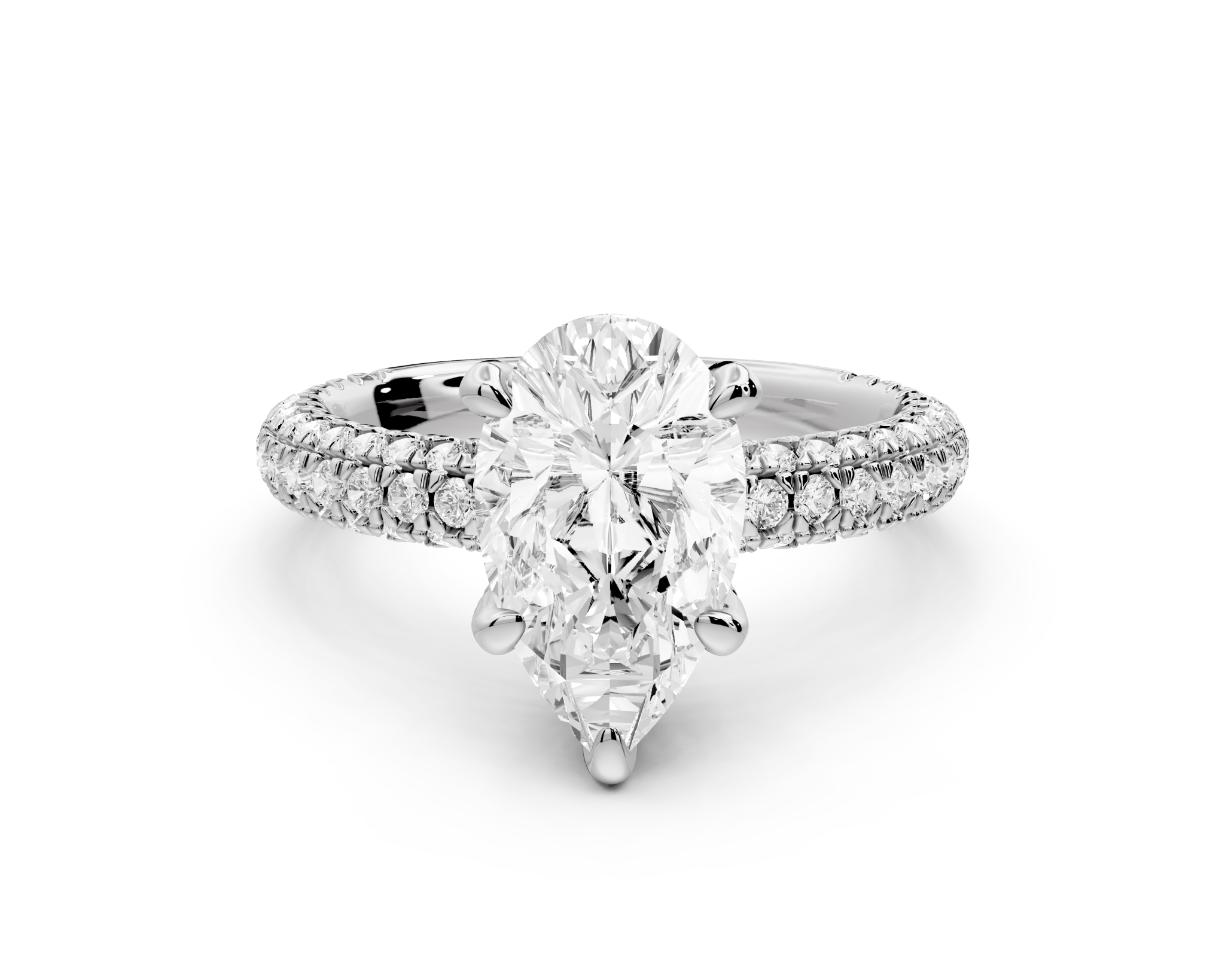 Pear Shape Diamond Engagement Ring with Pave Accents (AJ126P) - Mr. Alex Jewelry