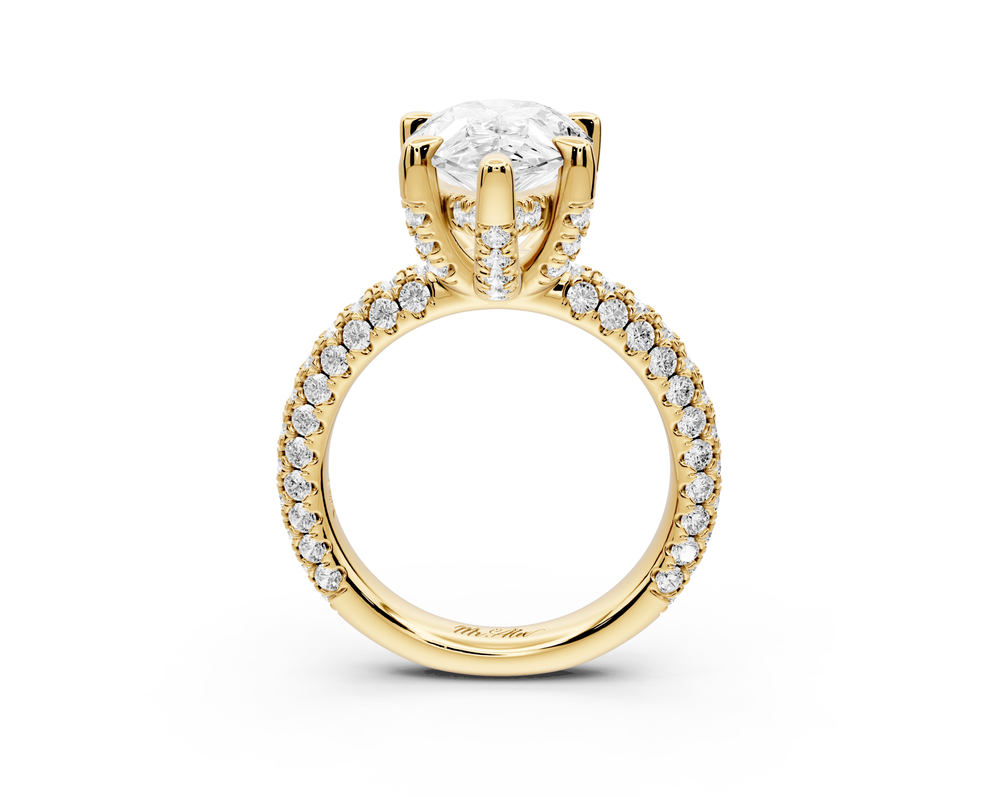 Pear Shape Diamond Engagement Ring with Pave Accents (AJ126P) - Mr. Alex Jewelry