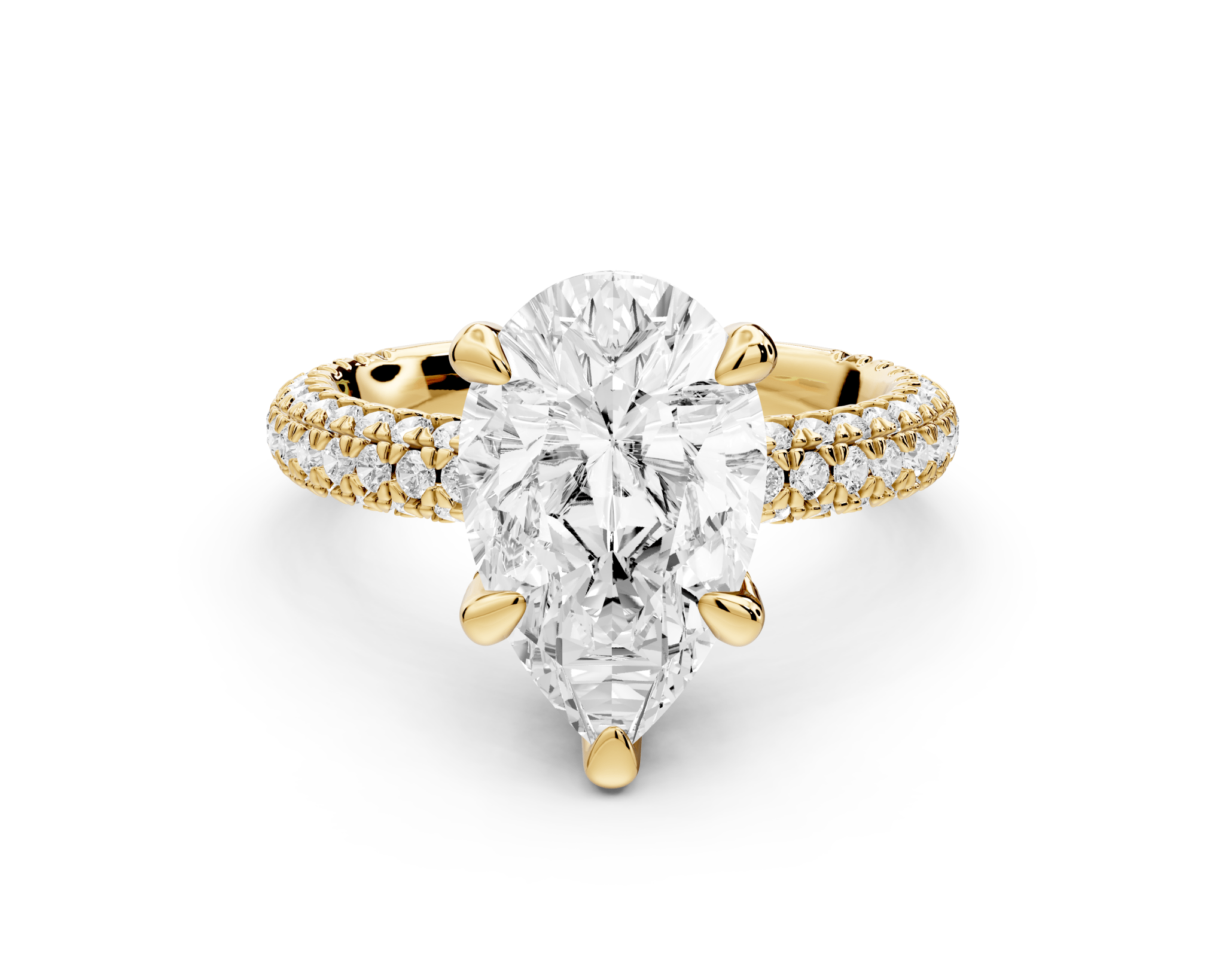 Pear Shape Diamond Engagement Ring with Pave Accents (AJ126P) - Mr. Alex Jewelry