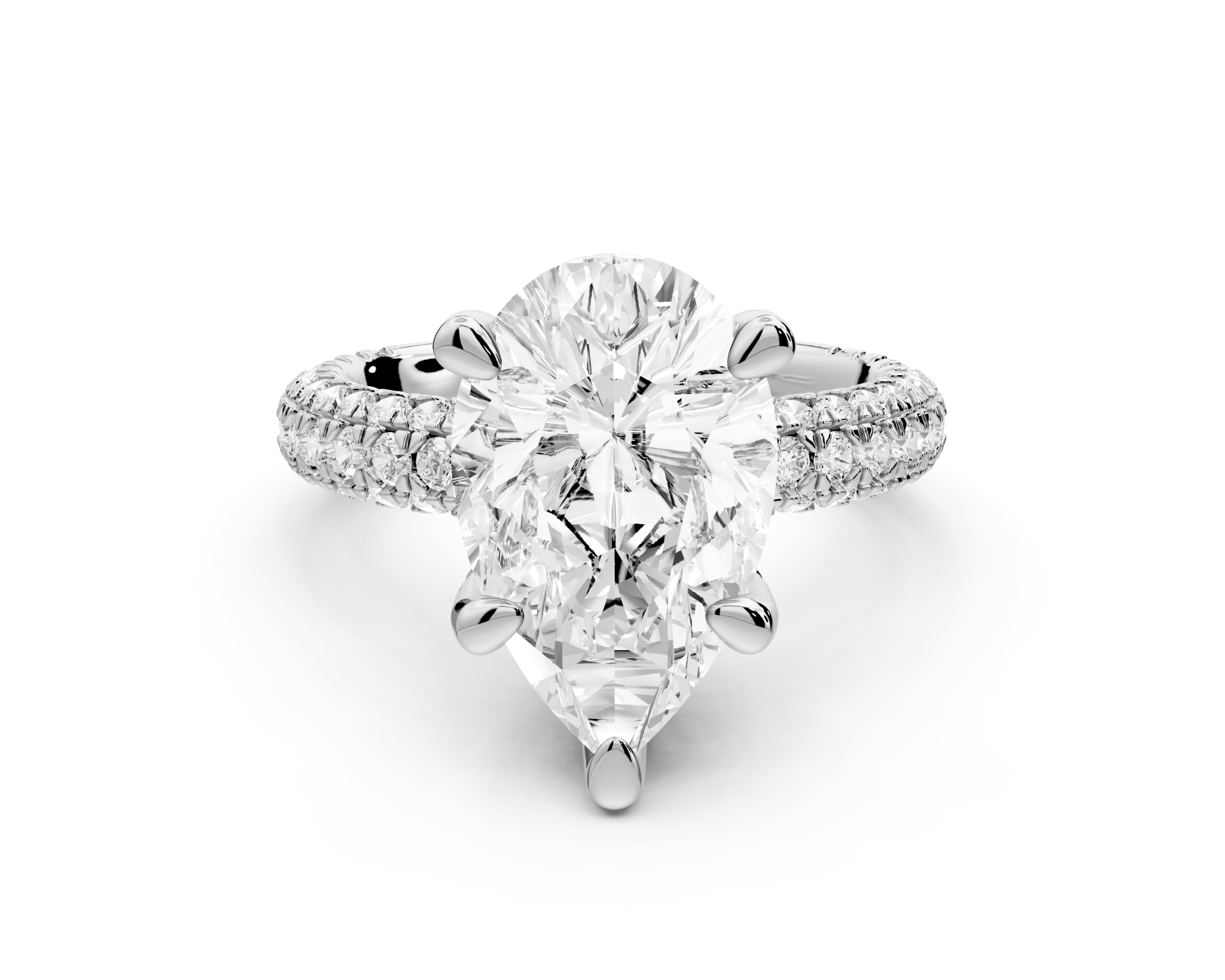 Pear Shape Diamond Engagement Ring with Pave Accents (AJ126P) - Mr. Alex Jewelry