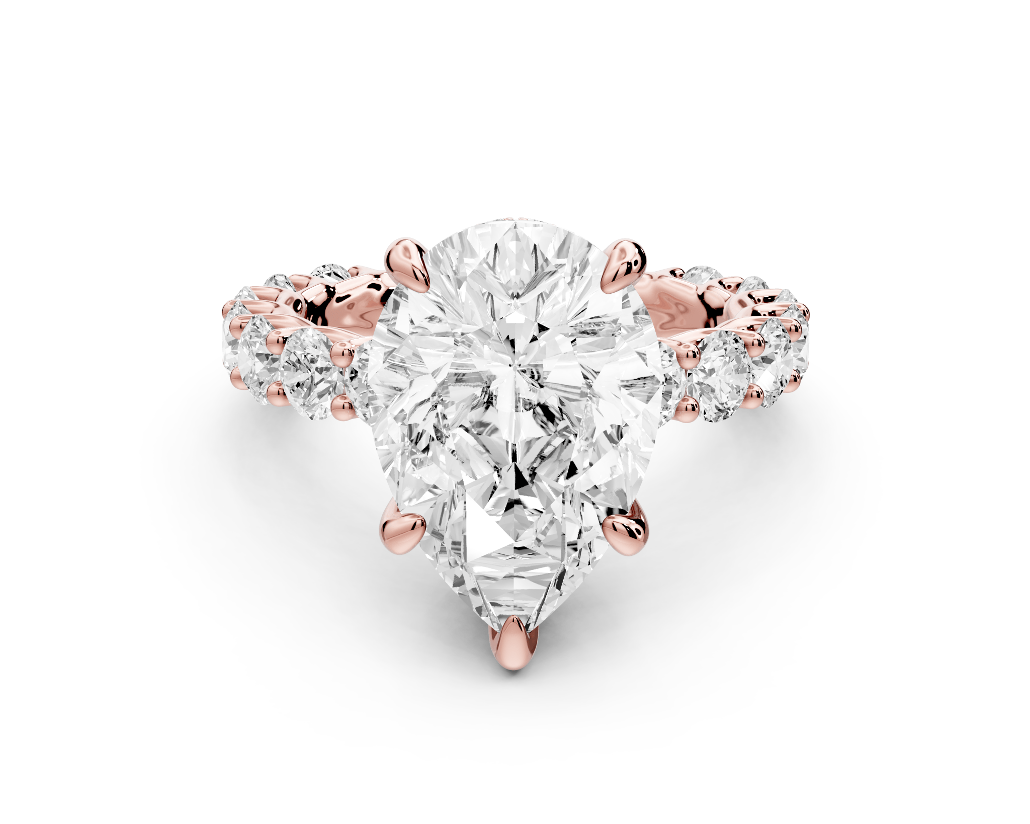 Pear Shape Diamond Engagement Ring with Pave Band (AJ128P) - Mr. Alex Jewelry