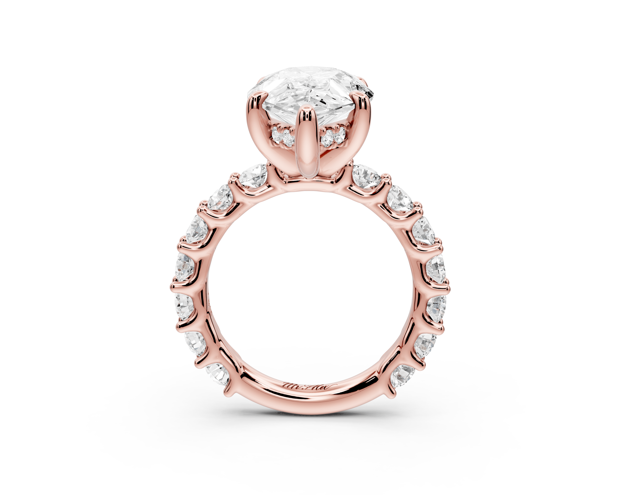 Pear Shape Diamond Engagement Ring with Pave Band (AJ128P) - Mr. Alex Jewelry